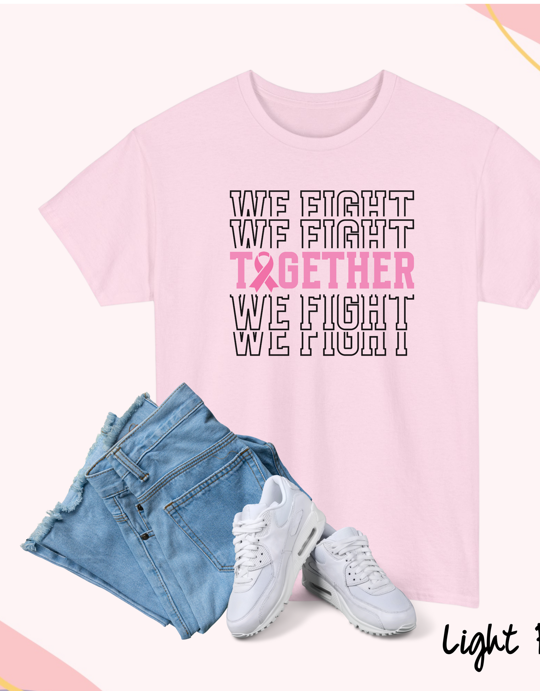 Together We Fight Breast Cancer T-shirt, Pink Ribbon Cancer Shirt For Family Support, Gift For Cancer Warrior