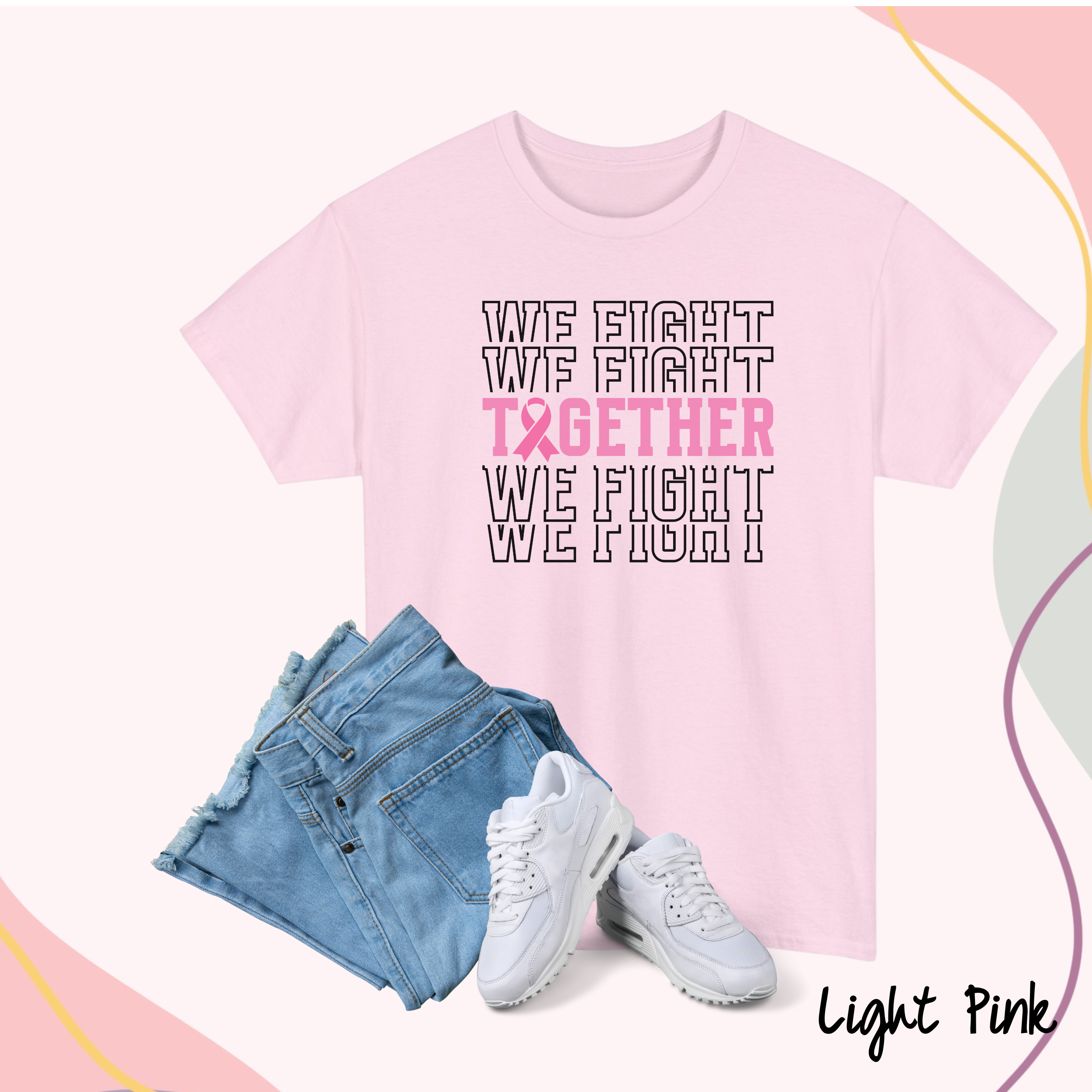 Together We Fight Breast Cancer T-shirt, Pink Ribbon Cancer Shirt For Family Support, Gift For Cancer Warrior