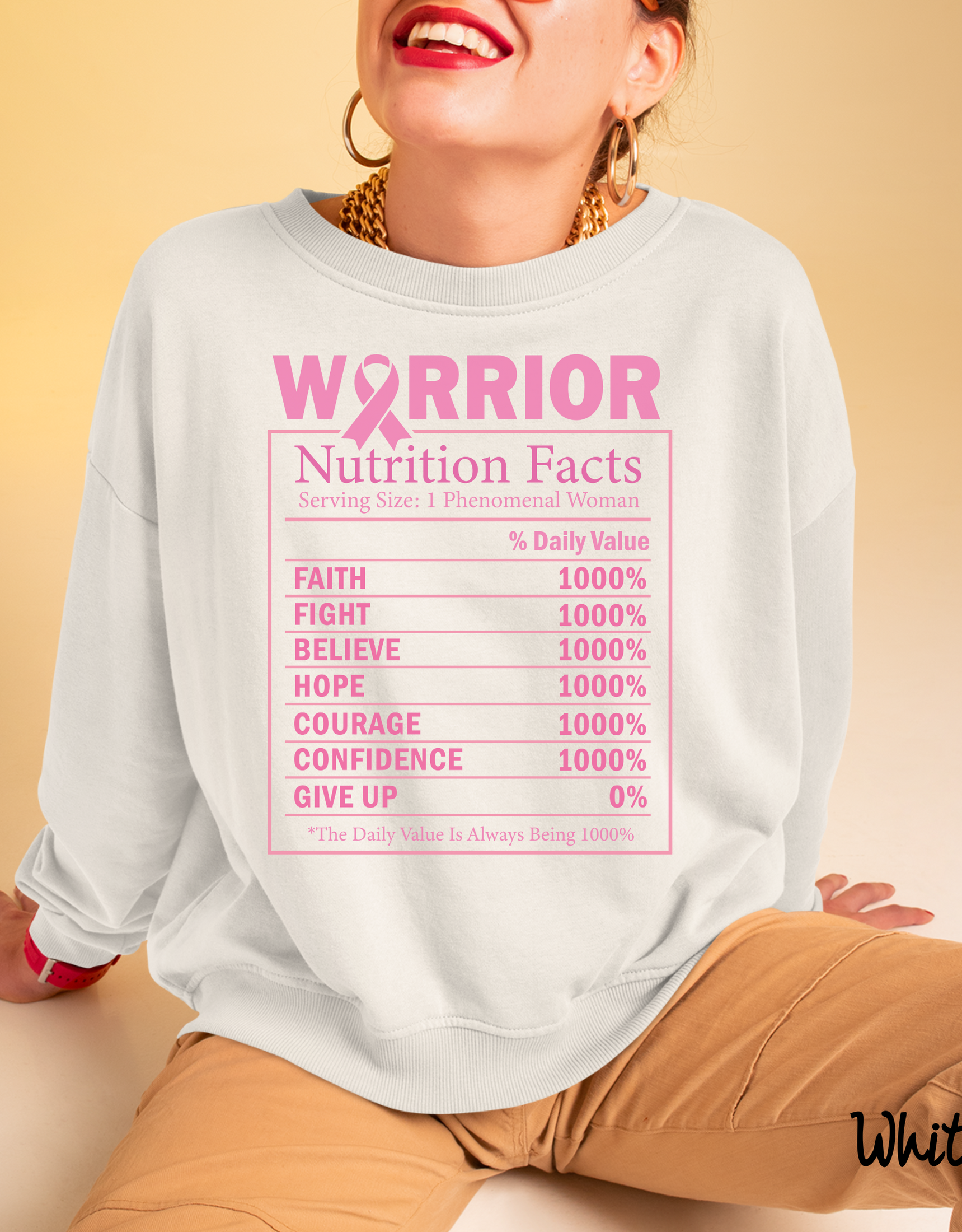 Warrior Nutrition Facts Sweatshirt, Breast Cancer Awareness Month, Cancer Warrior Sweater, Cancer Survivor Sweater, Cancer Survivor Sweater