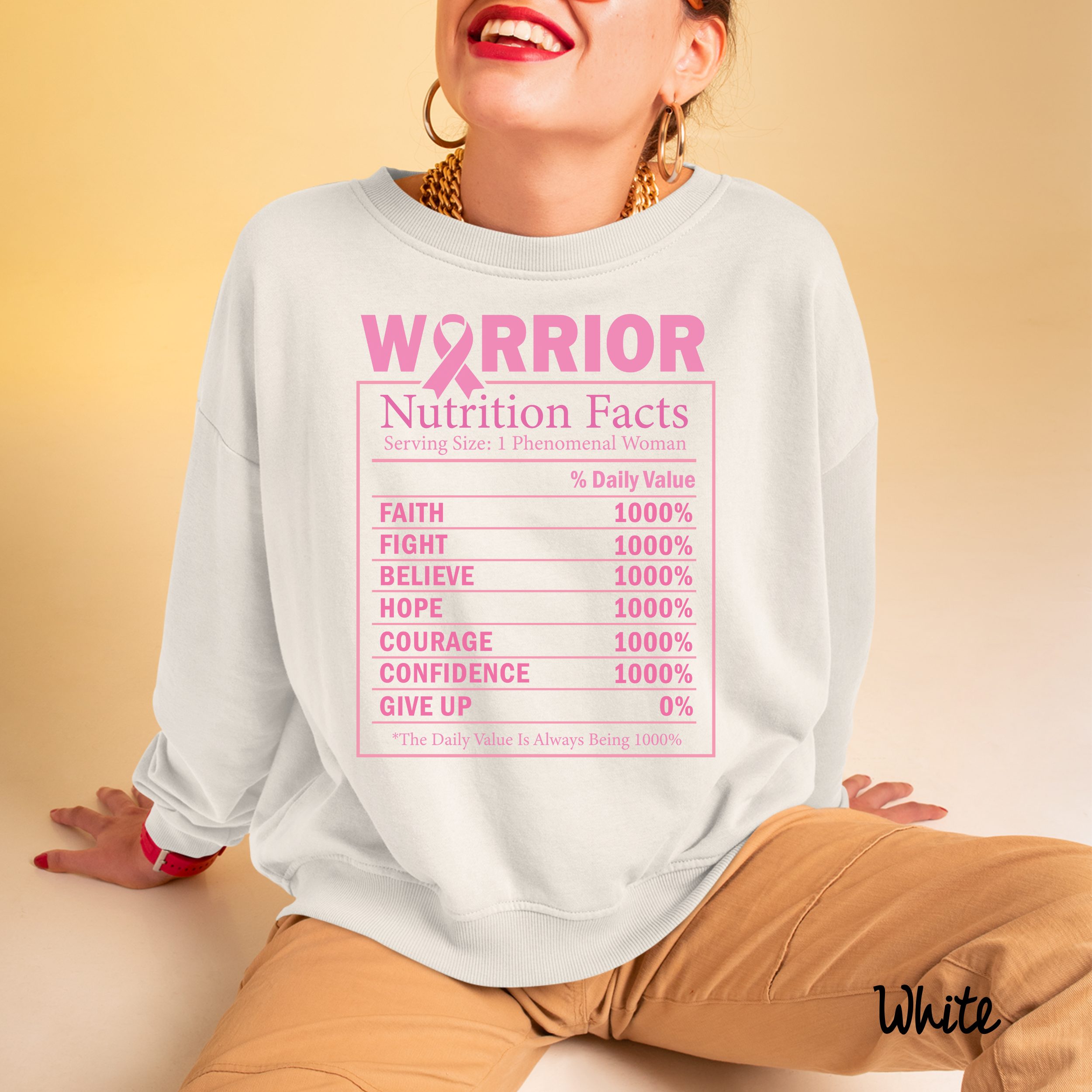 Warrior Nutrition Facts Sweatshirt, Breast Cancer Awareness Month, Cancer Warrior Sweater, Cancer Survivor Sweater, Cancer Survivor Sweater