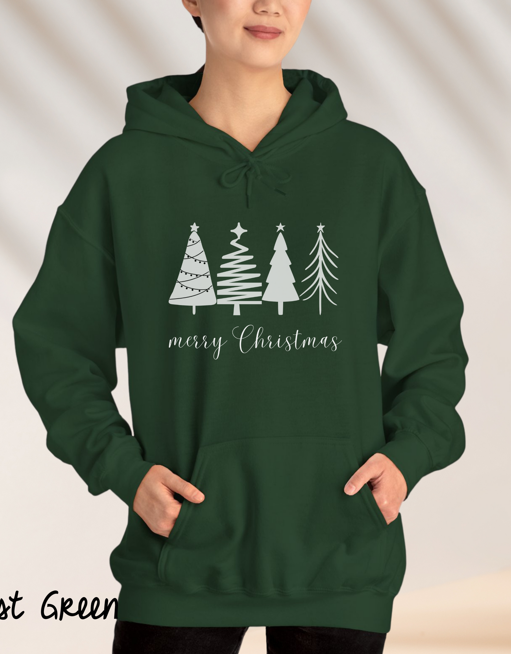 Christmas Pine Trees Hoodie, Comfy Winter Hoodie, Festive Wear, Christmas Gifts