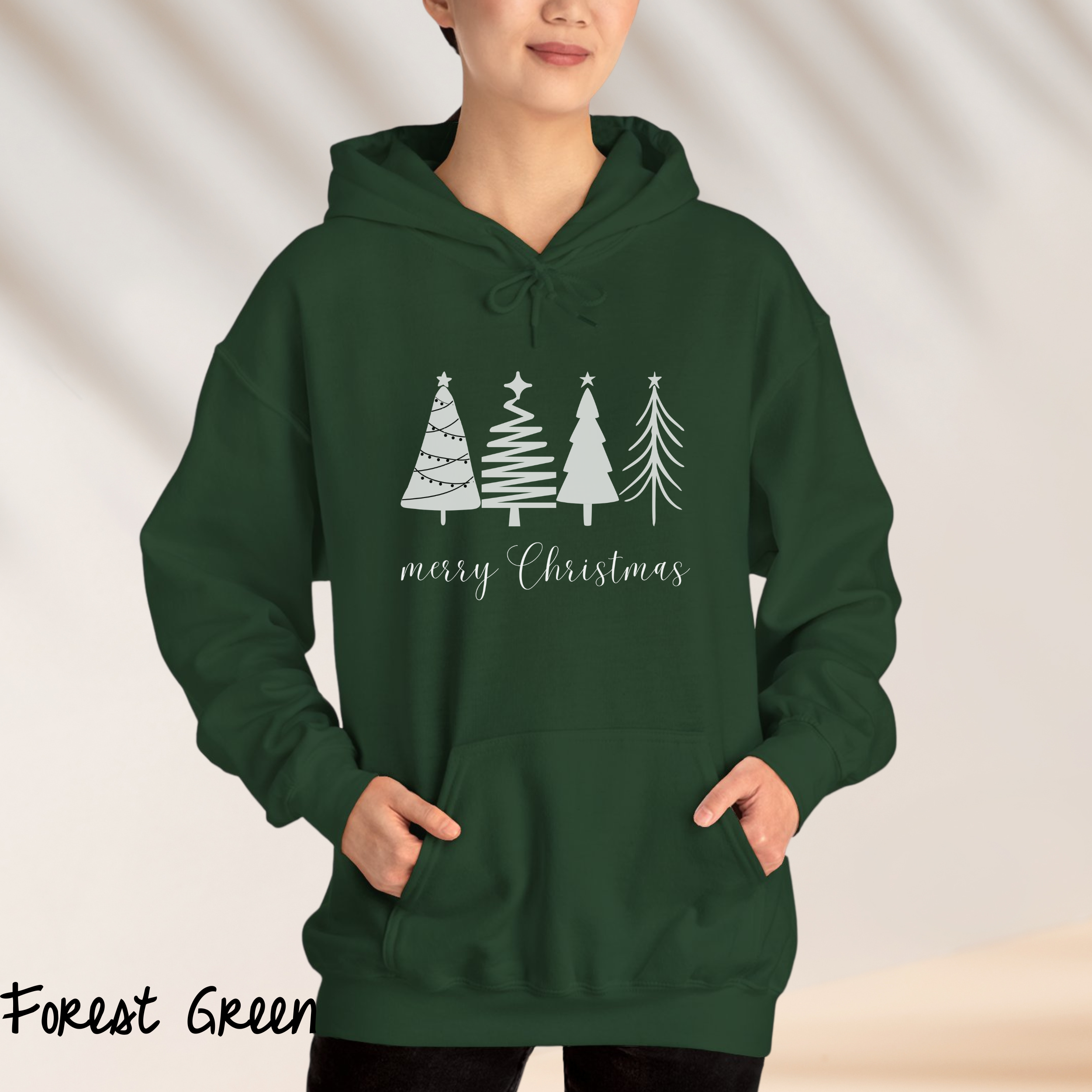 Christmas Pine Trees Hoodie, Comfy Winter Hoodie, Festive Wear, Christmas Gifts