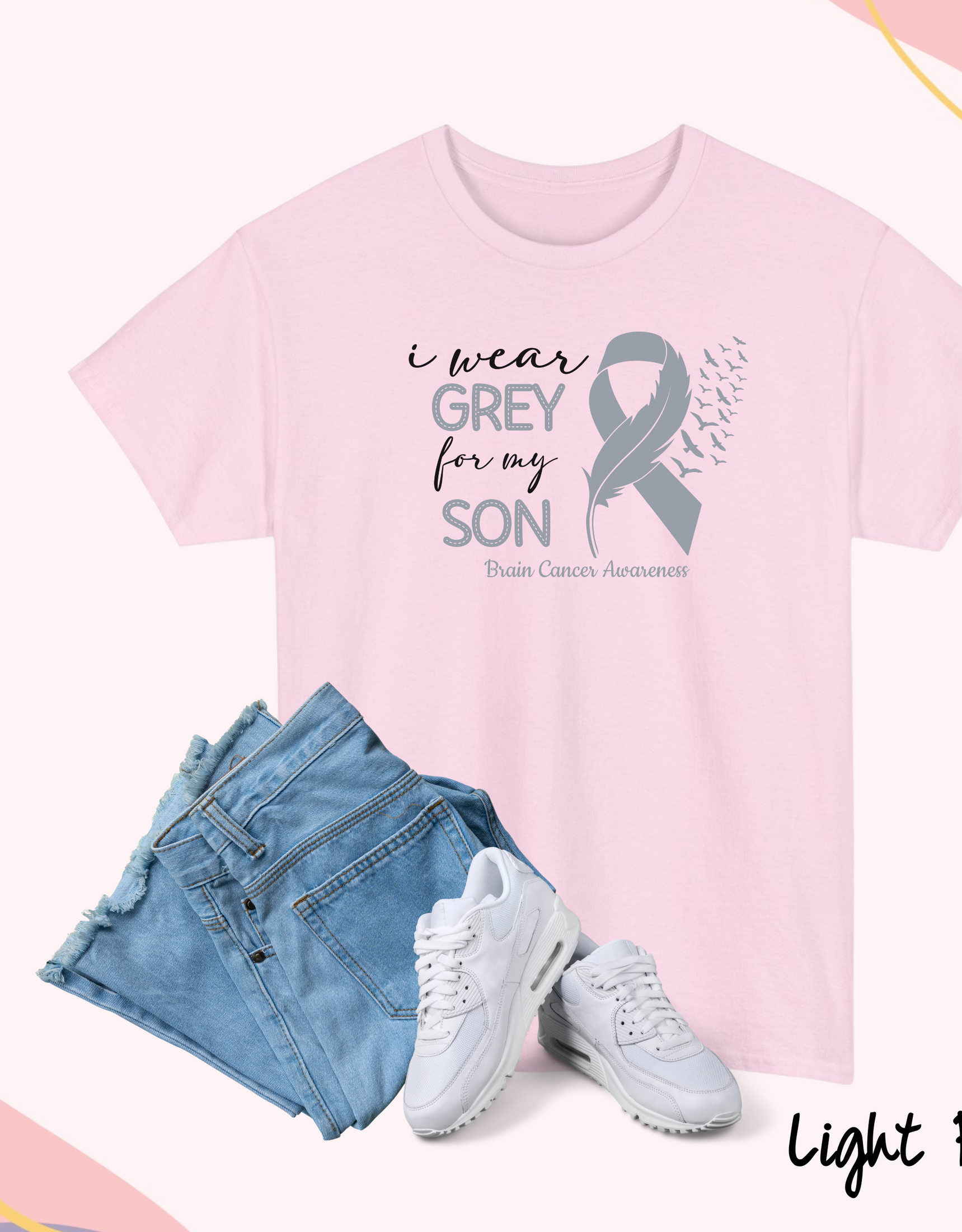 I Wear Gray For My Son Shirt, Brain Cancer Awareness Shirt, Grey Ribbon Tshirt, Brain Cancer Support