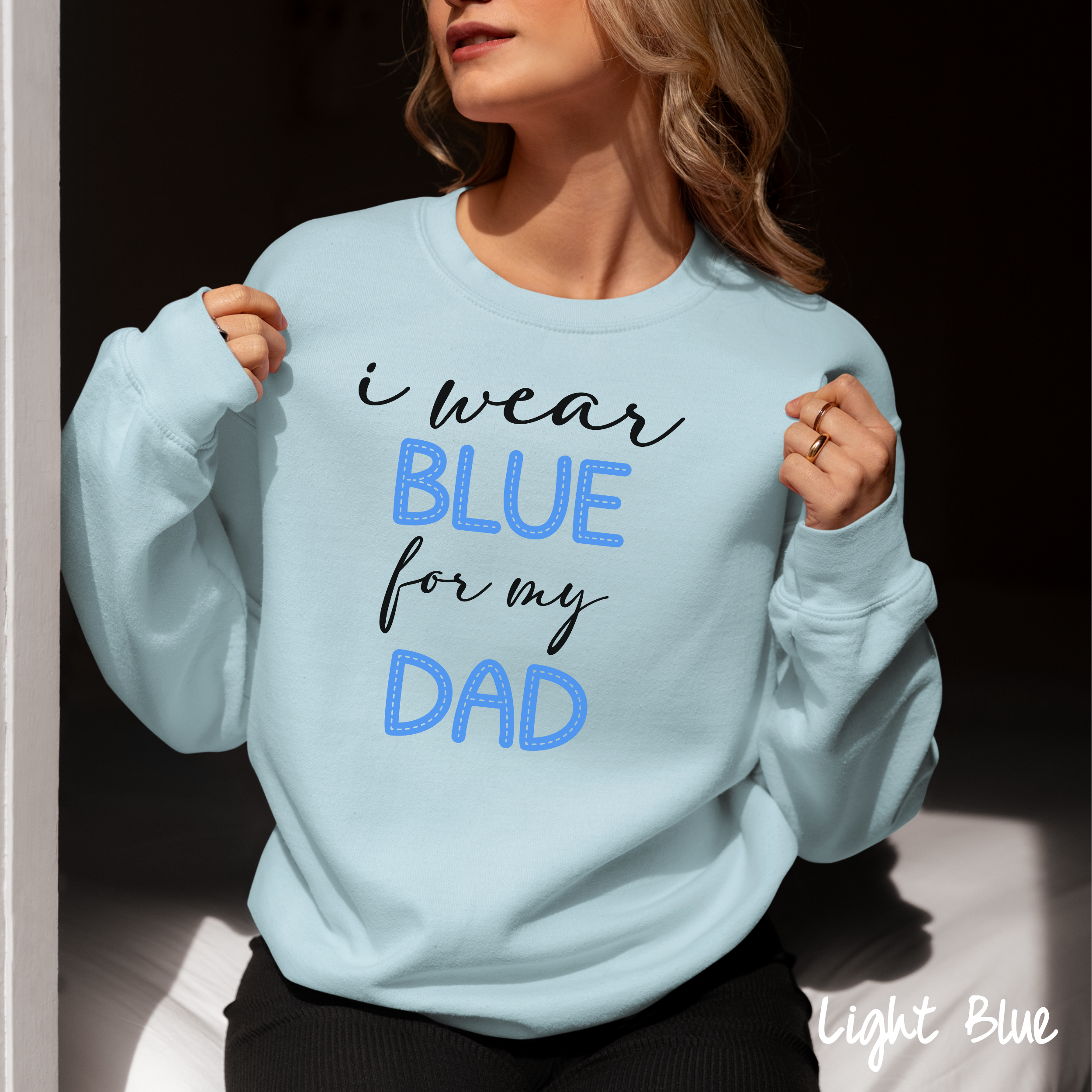 Prostate Cancer Awareness Sweater, I Wear Blue For My Dad Prostate Cancer Sweater, Blue Ribbon, Dad Prostate Cancer, September Cancer Sweater