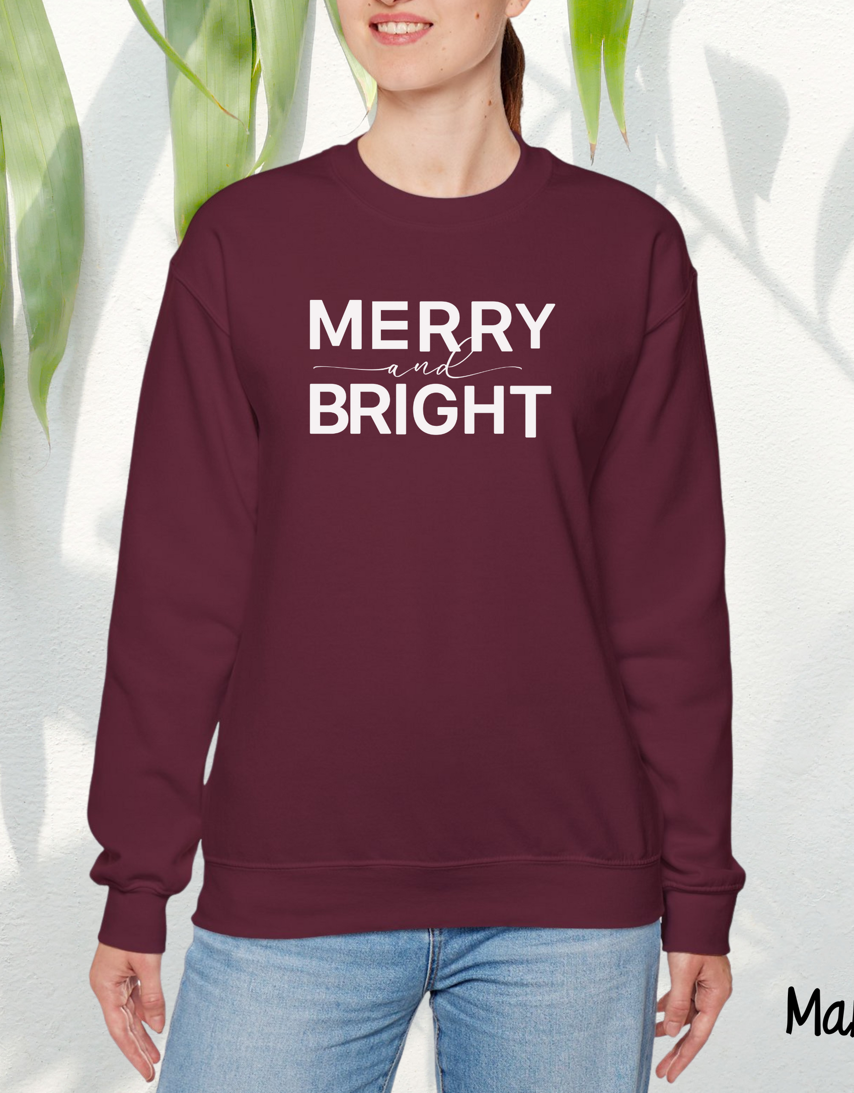 Merry and Bright Sweatshirt, Festive Sweater, Christmas Morning Sweatshirt, Christmas Party Sweatshirt