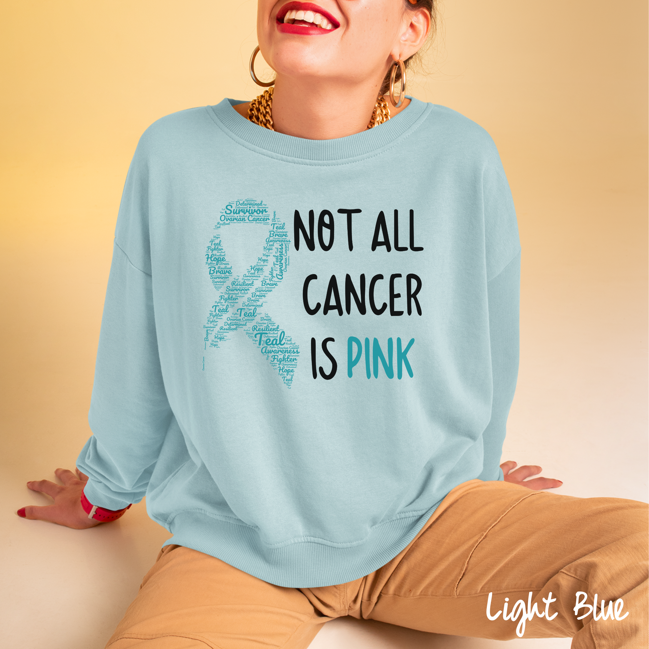 Ovarian Cancer Awareness Sweater, Not All Cancer Is Pink, Teal Ribbon Sweater, Cancer Warrior, Cancer Support Squad Sweater, Cancer Survivor Gift