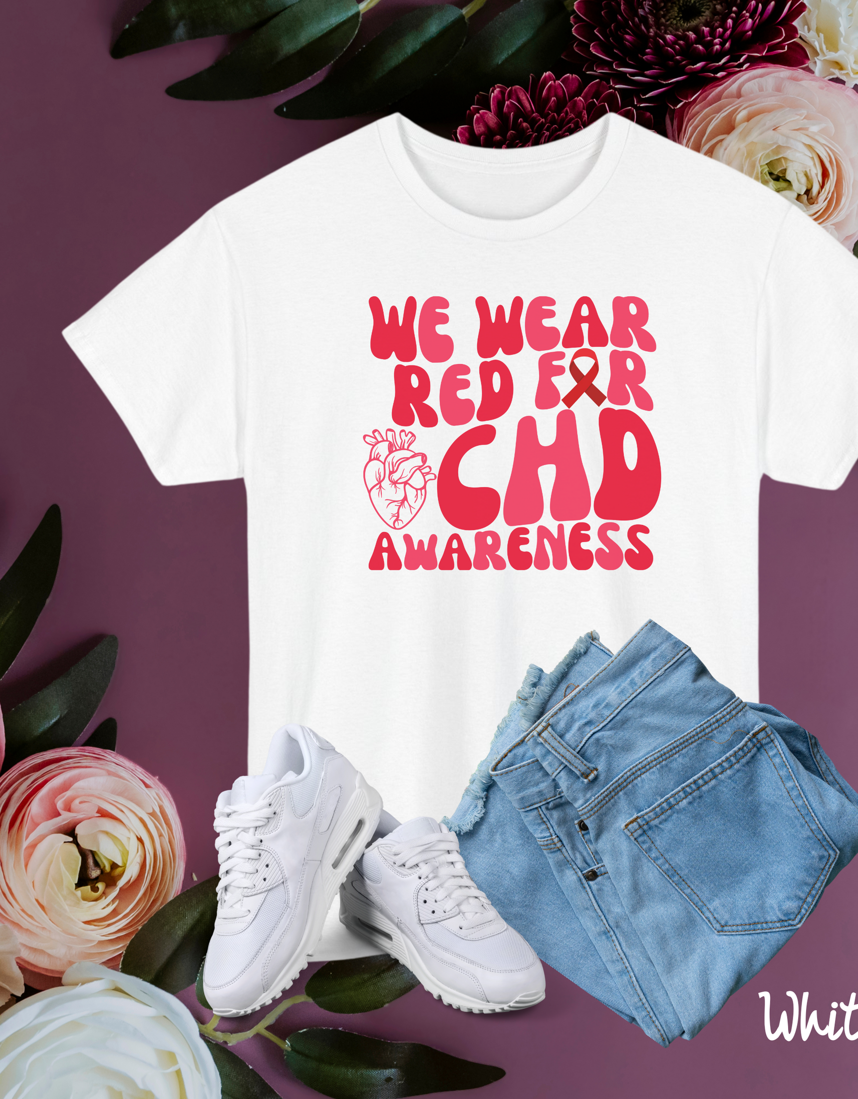 We Wear Red For Chd Awareness Shirt, Heart Disease Awareness Shirt, Red Ribbon, Heart Warrior Shirt, Cardiology Shirt