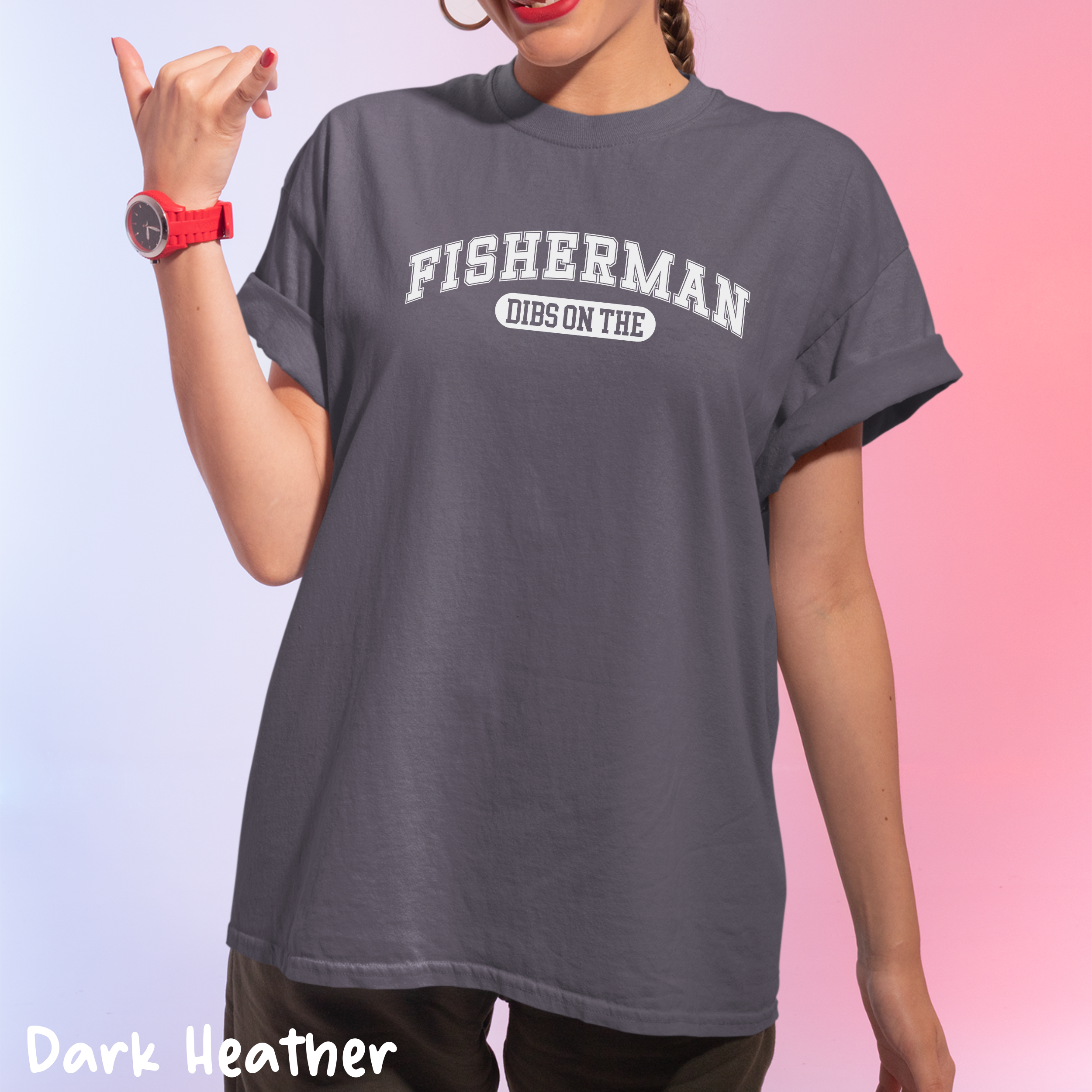 Dibs on the Fisherman Shirt, Fisherman Spouse, Funny Fisher Shirt, Humor Fishing Tee, Fishing Gifts for Her, Fisherman Wife Gift