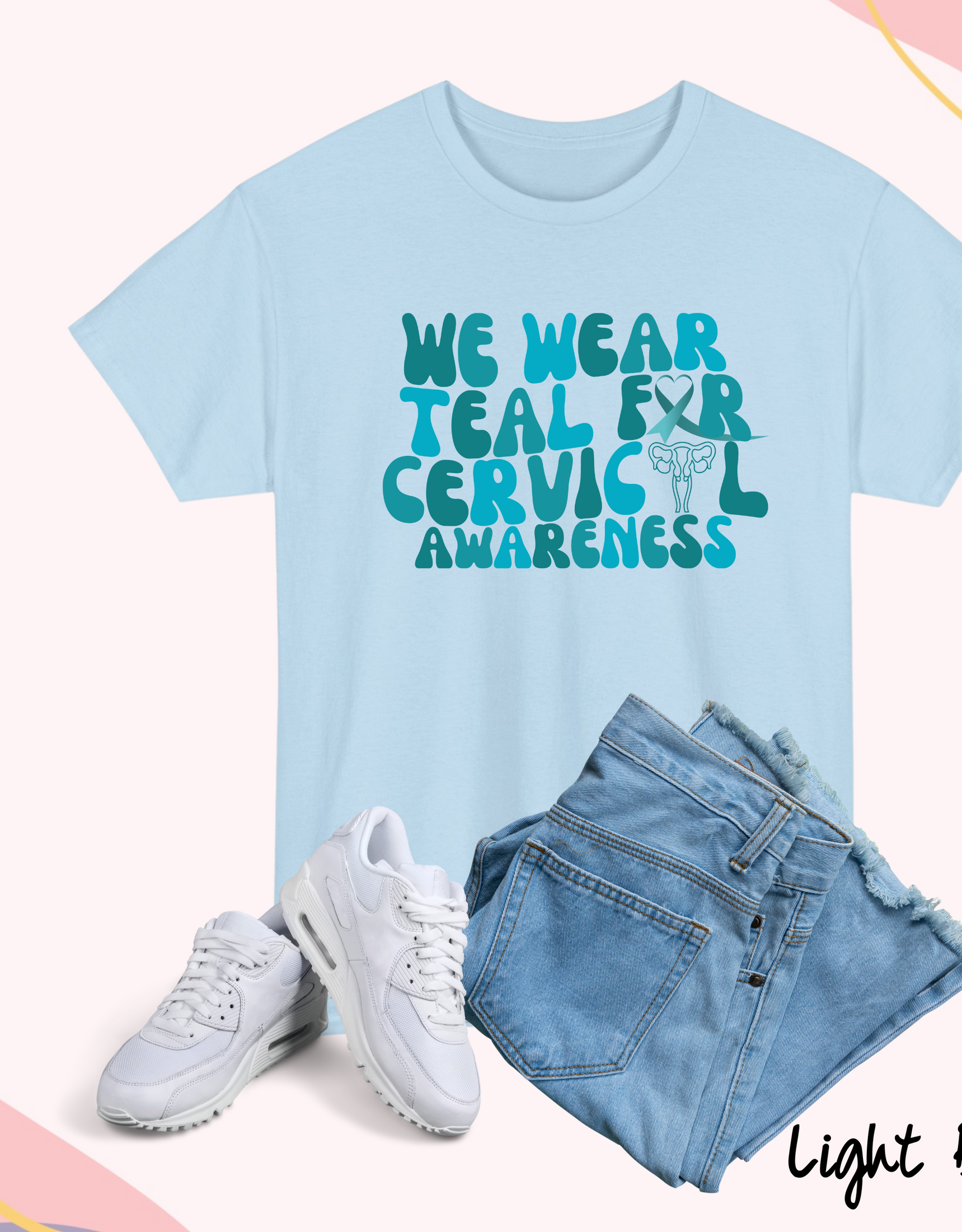 Cervical Cancer Awareness Shirt, We wear Teal Shirt, Teal Ribbon Shirt, Cancer Awareness Shirt, Support Squad Shirt