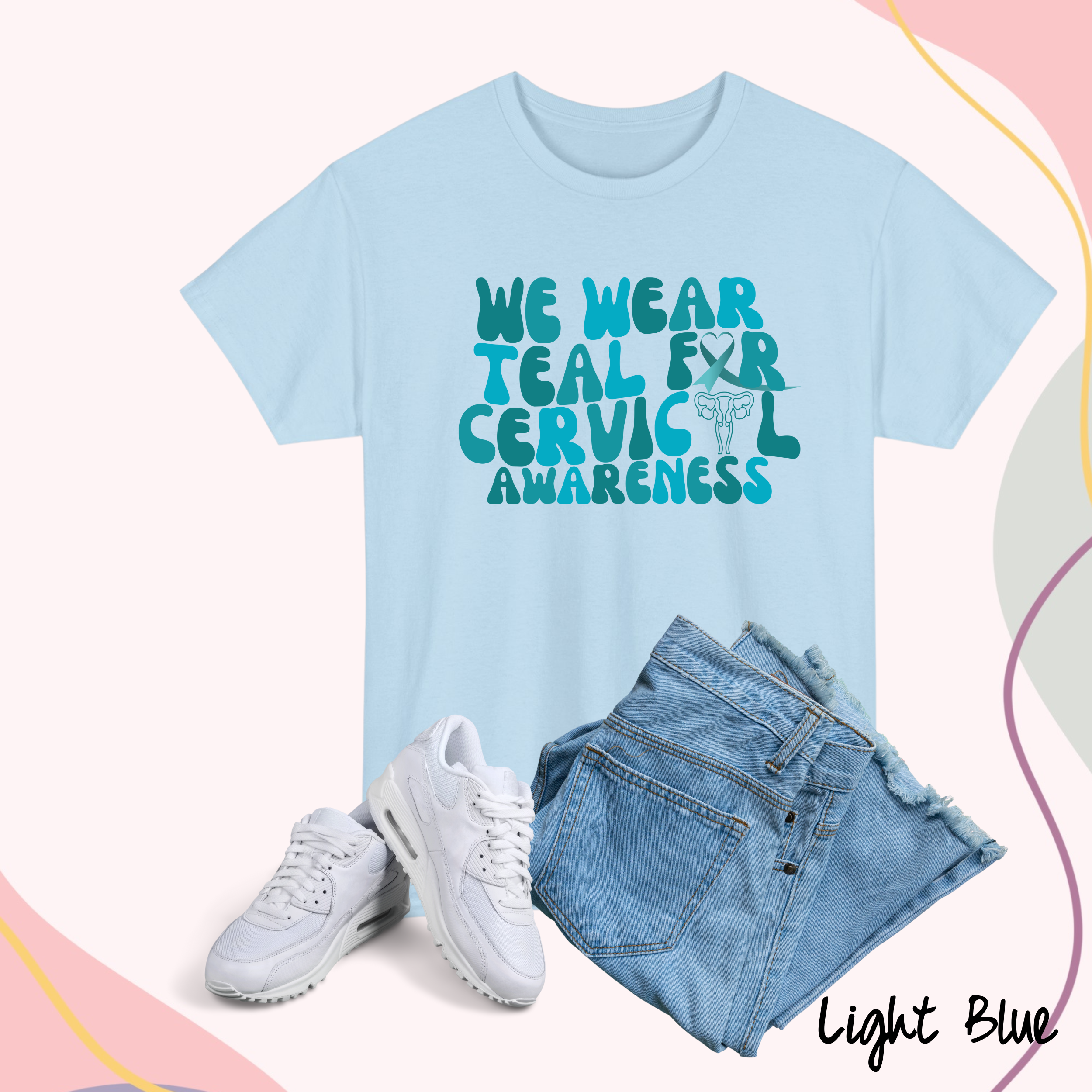 Cervical Cancer Awareness Shirt, We wear Teal Shirt, Teal Ribbon Shirt, Cancer Awareness Shirt, Support Squad Shirt