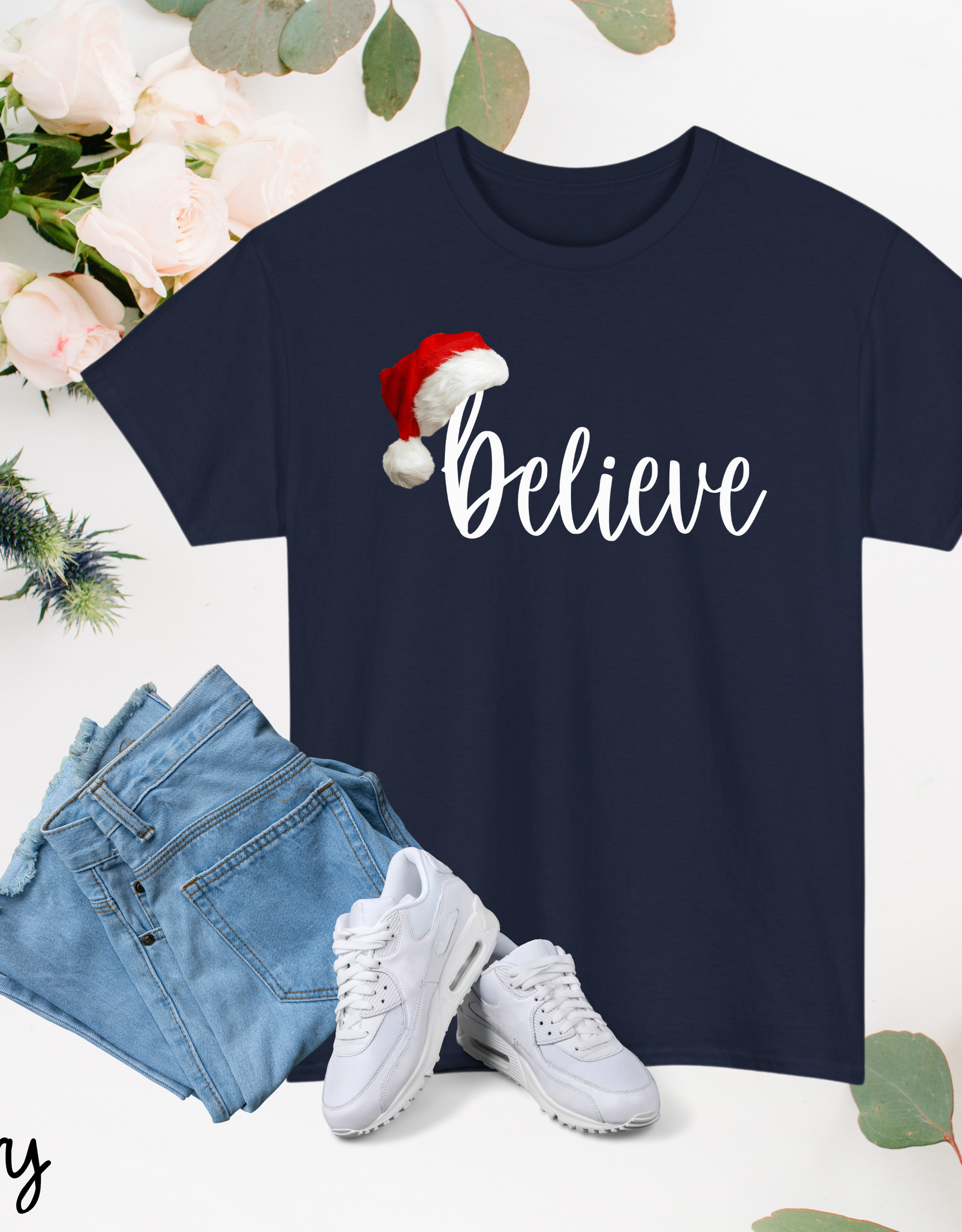 Christmas Believe t-Shirt Party t-Shirt Santa hat tee