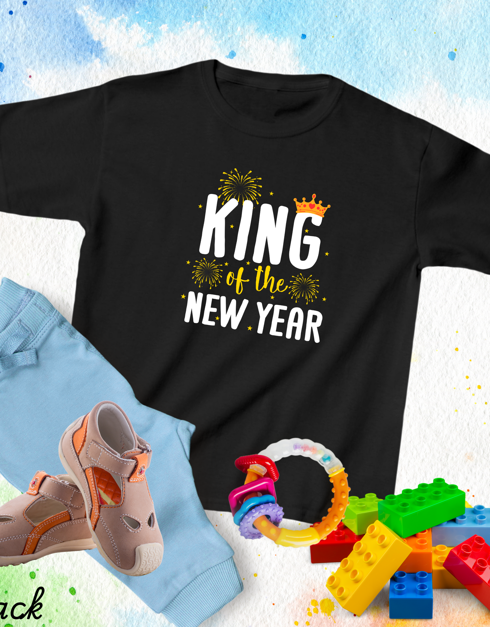 King of the New Year Shirts for Toddlers, 1st New Year Tshirts for Babies, Boys Shirts NY Eve