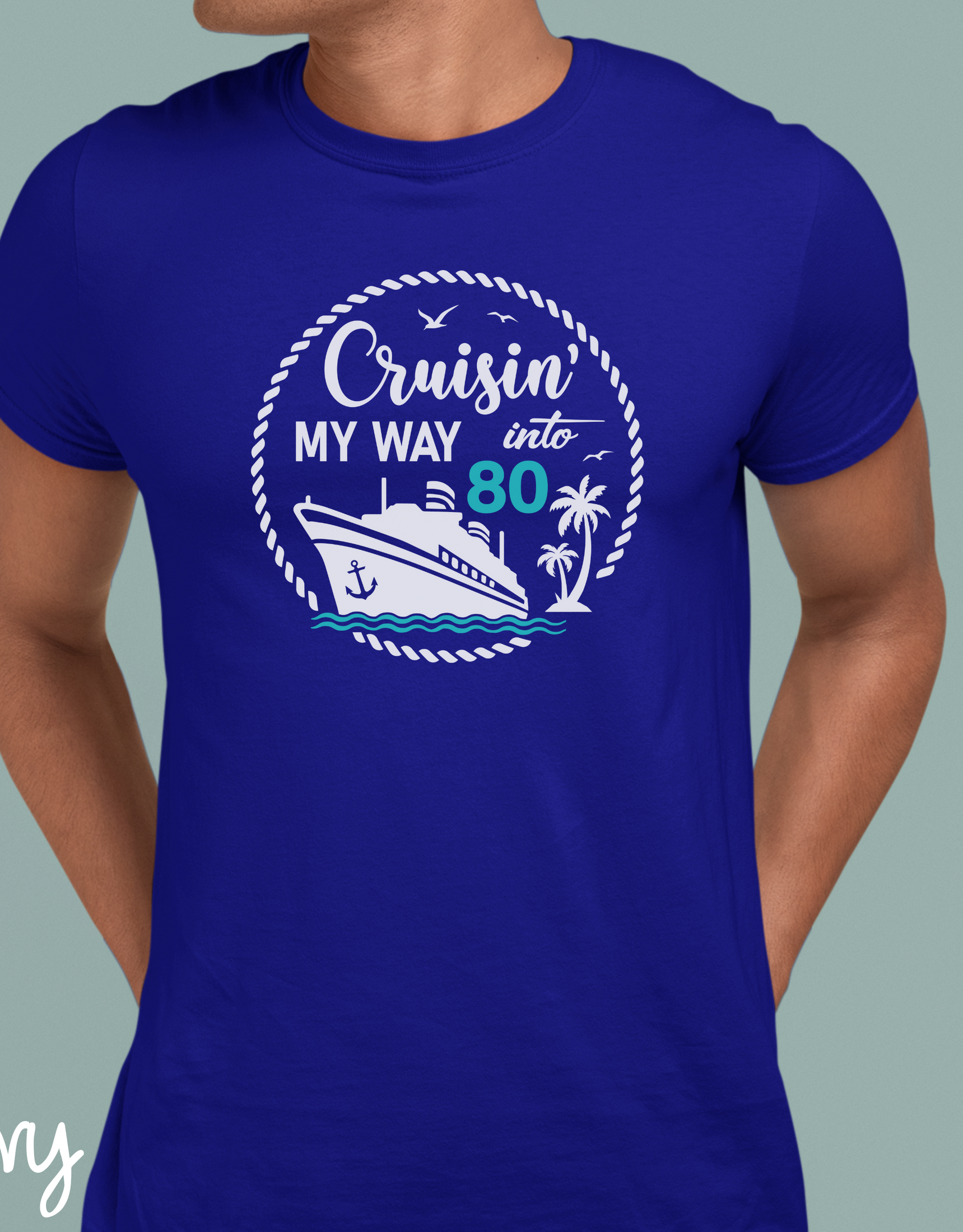 Cruisin My Way Into 80th Shirt, Custom 80th Birthday Shirt, Custom Birthday Shirt, Birthday Party Sweater, Birthday Crew Shirt