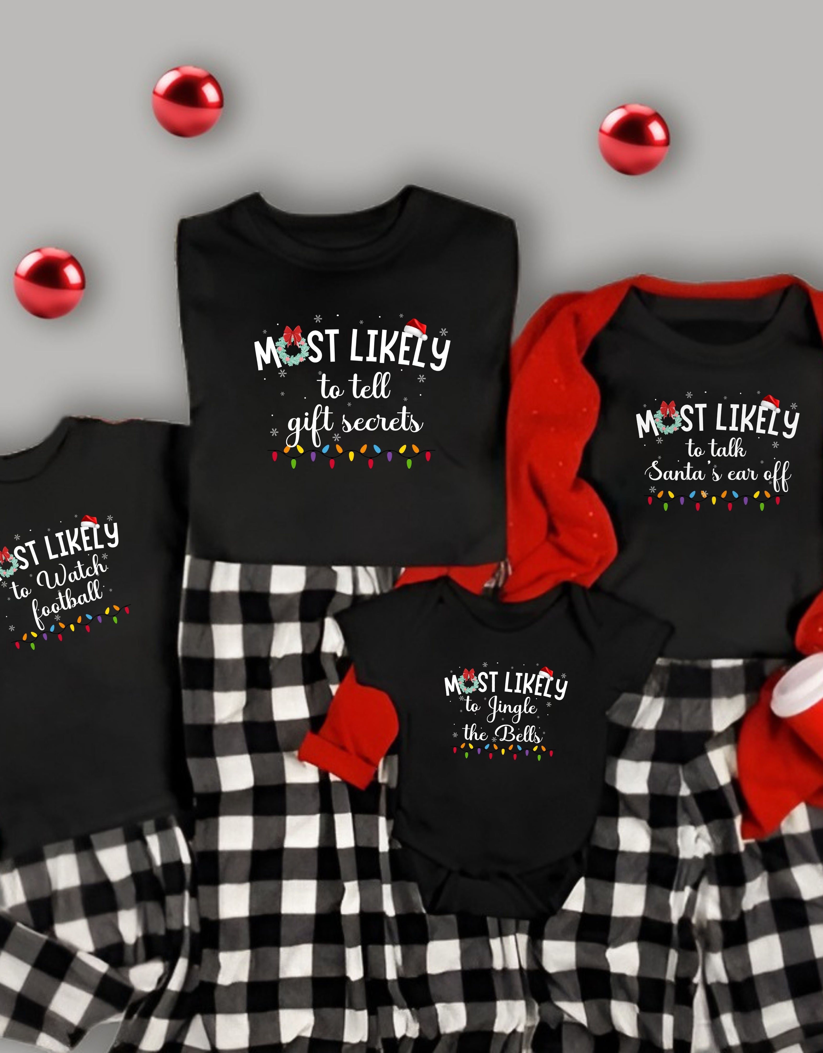 Christmas Group Matching Tees, Most Likely to Christmas Shirts, Funny Christmas 2025 Party Tees