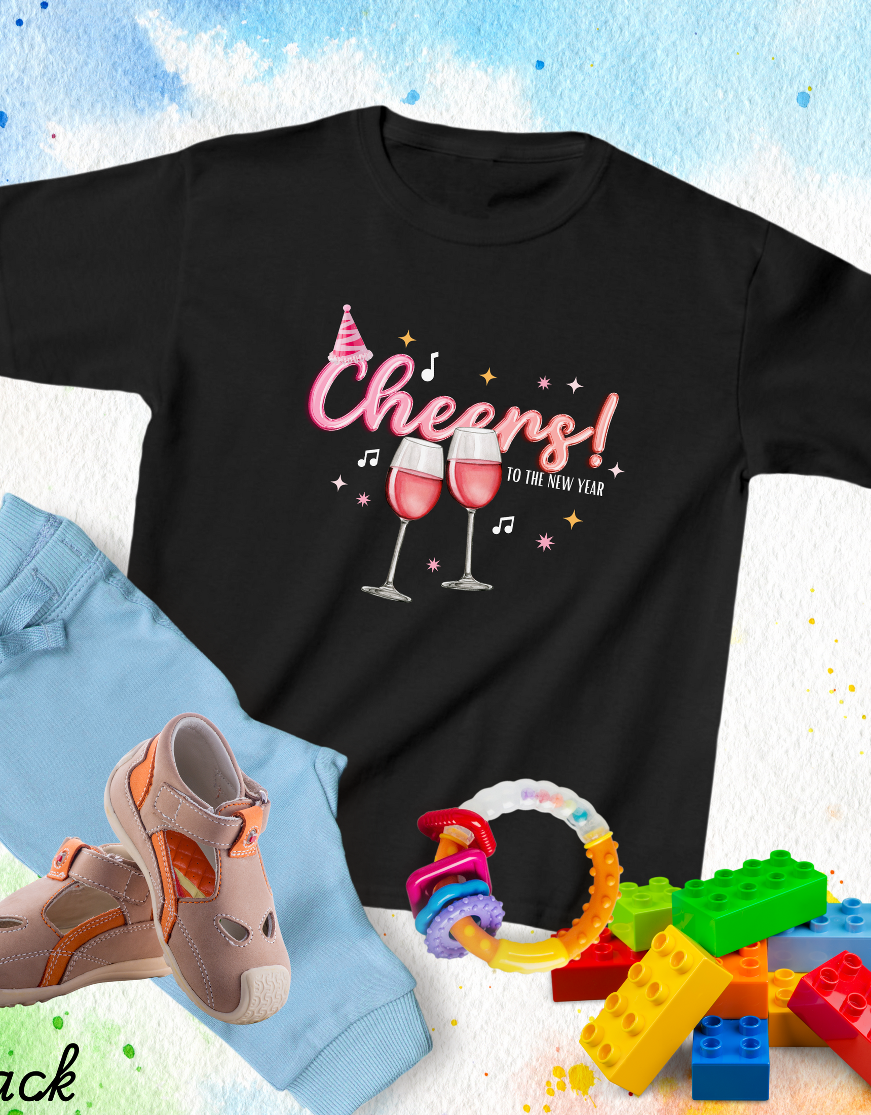 Cheers To The New Year Tshirts, Cute Graphics Tees For Kids, New Year Party Outfit For Girls, Gift For Pink Lovers