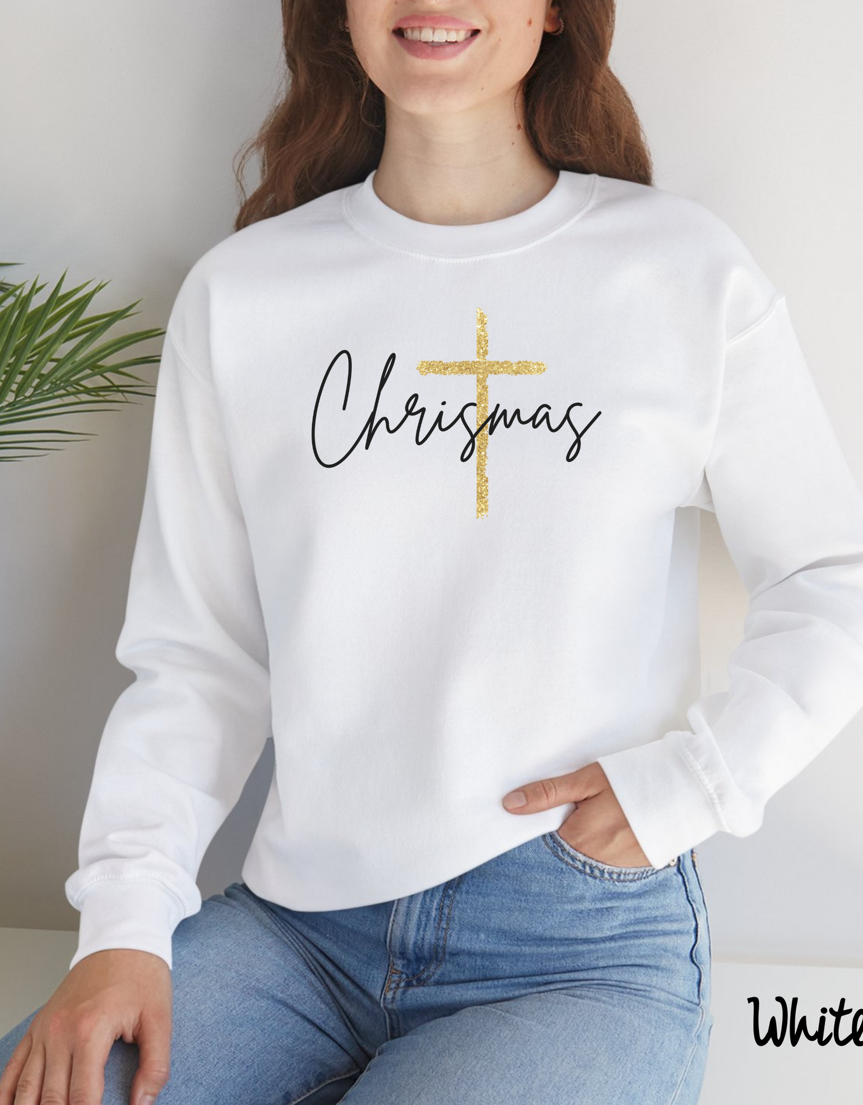 Christmas Cross Sweatshirt, Merry Christmas Sweatshirt, Crewneck Sweatshirt, Holiday Sweater