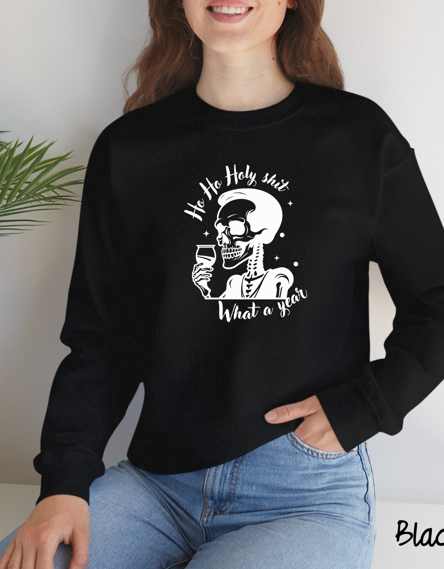 Ho Ho Holy Shit What A Year Sweatshirt, Christmas Sweatshirt, Skeleton Sweater, New Year Gifts, Skeleton Xmas Sweater,