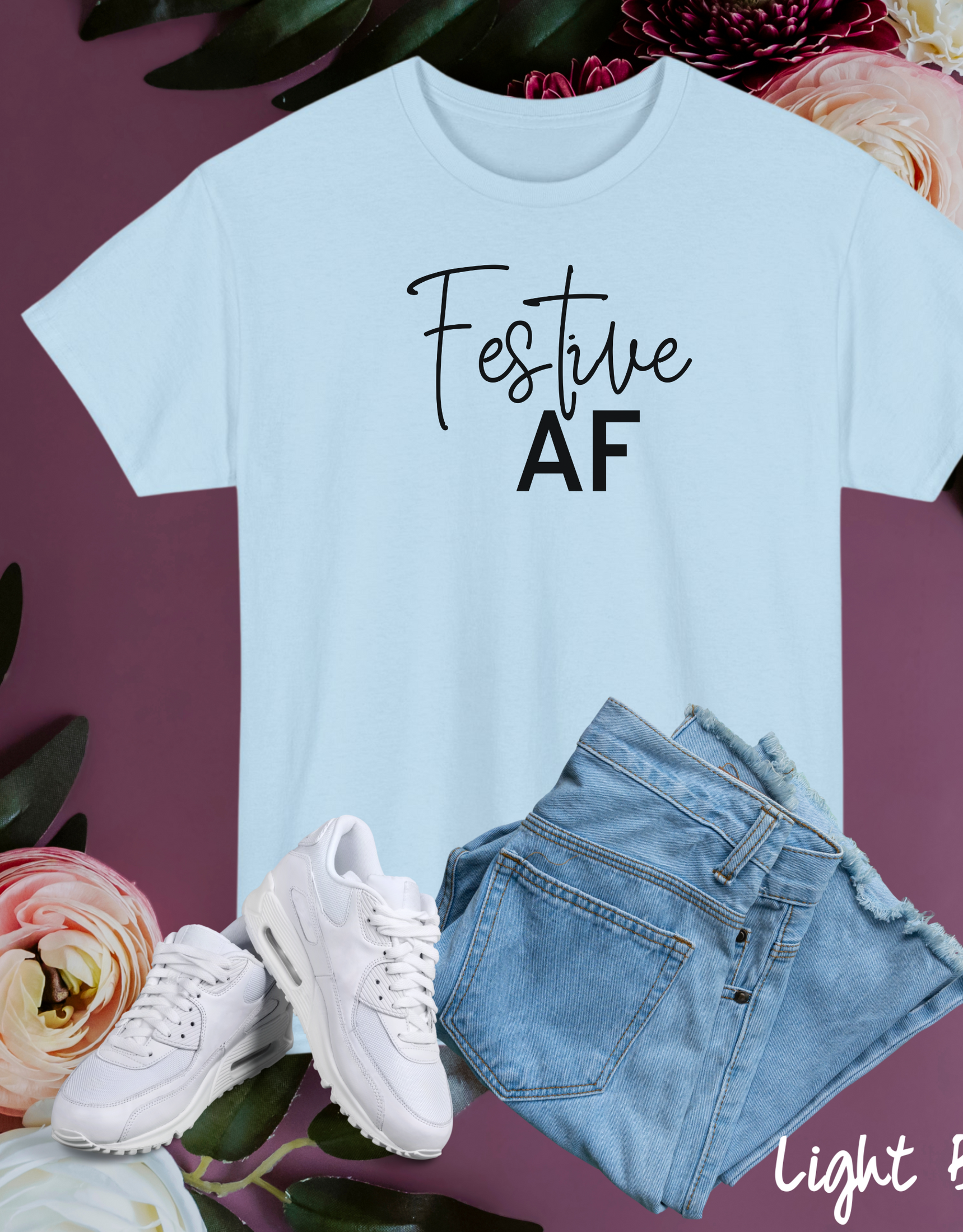 Festive AF T-Shirt Christmas T-Shirt for Women Holiday