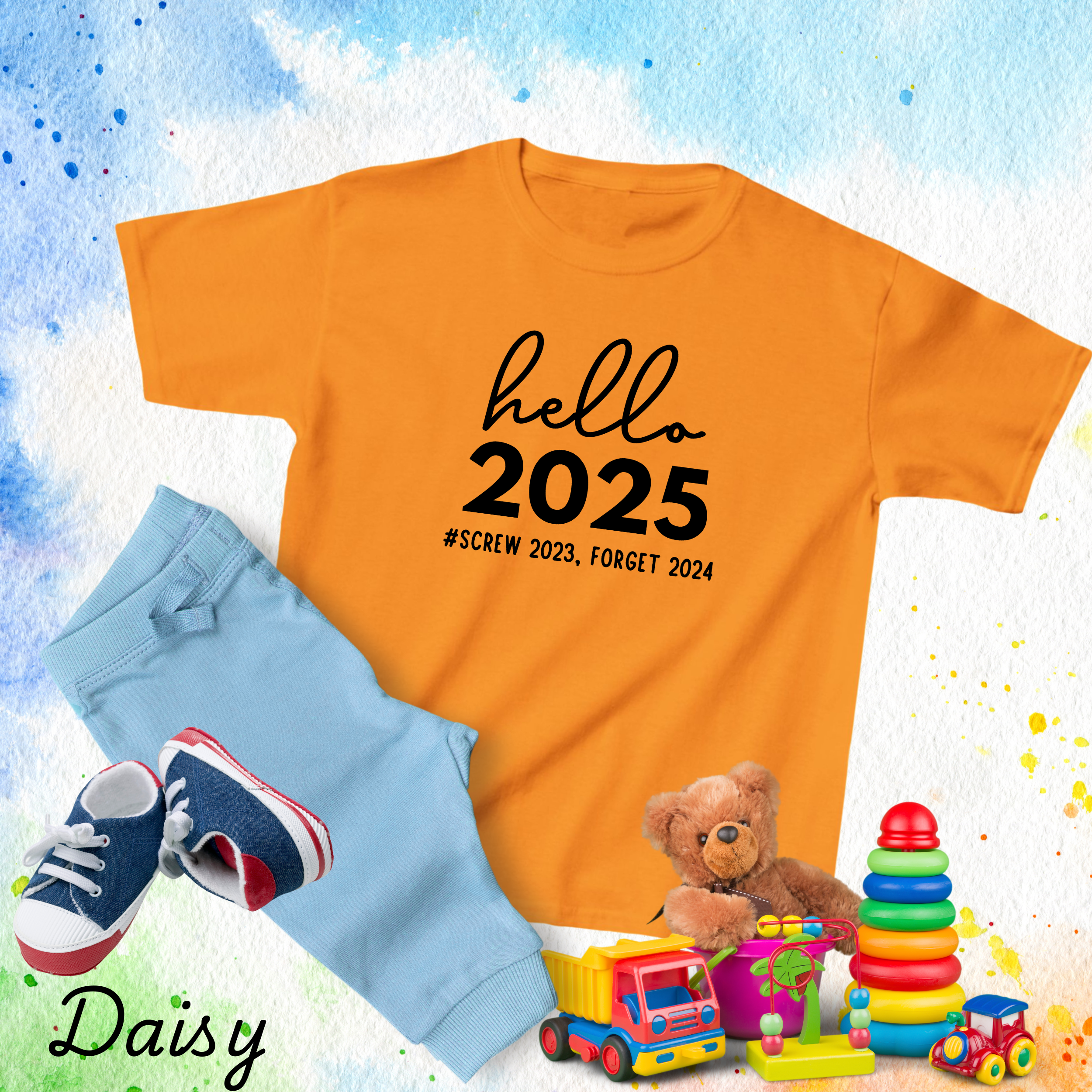 Screw 2023, Forget 2024, Hello 2025 T-shirts, Funny New Year 2025 Tees For Kids and Toddlers