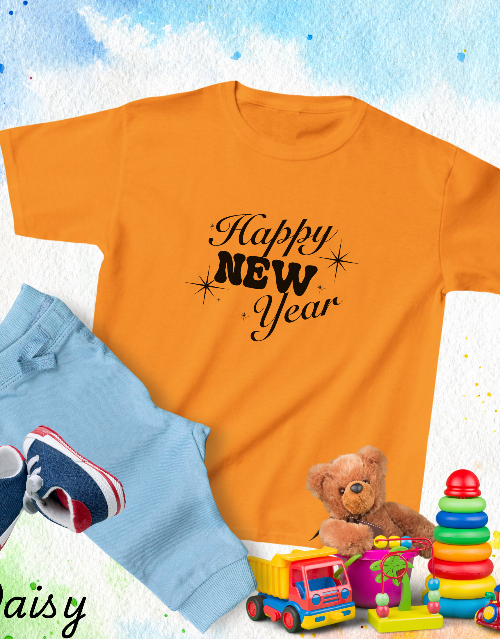 Happy New Year Half Sleeves T-Shirts, 2025 Happy New Year Tees for Kids, NYE outfit