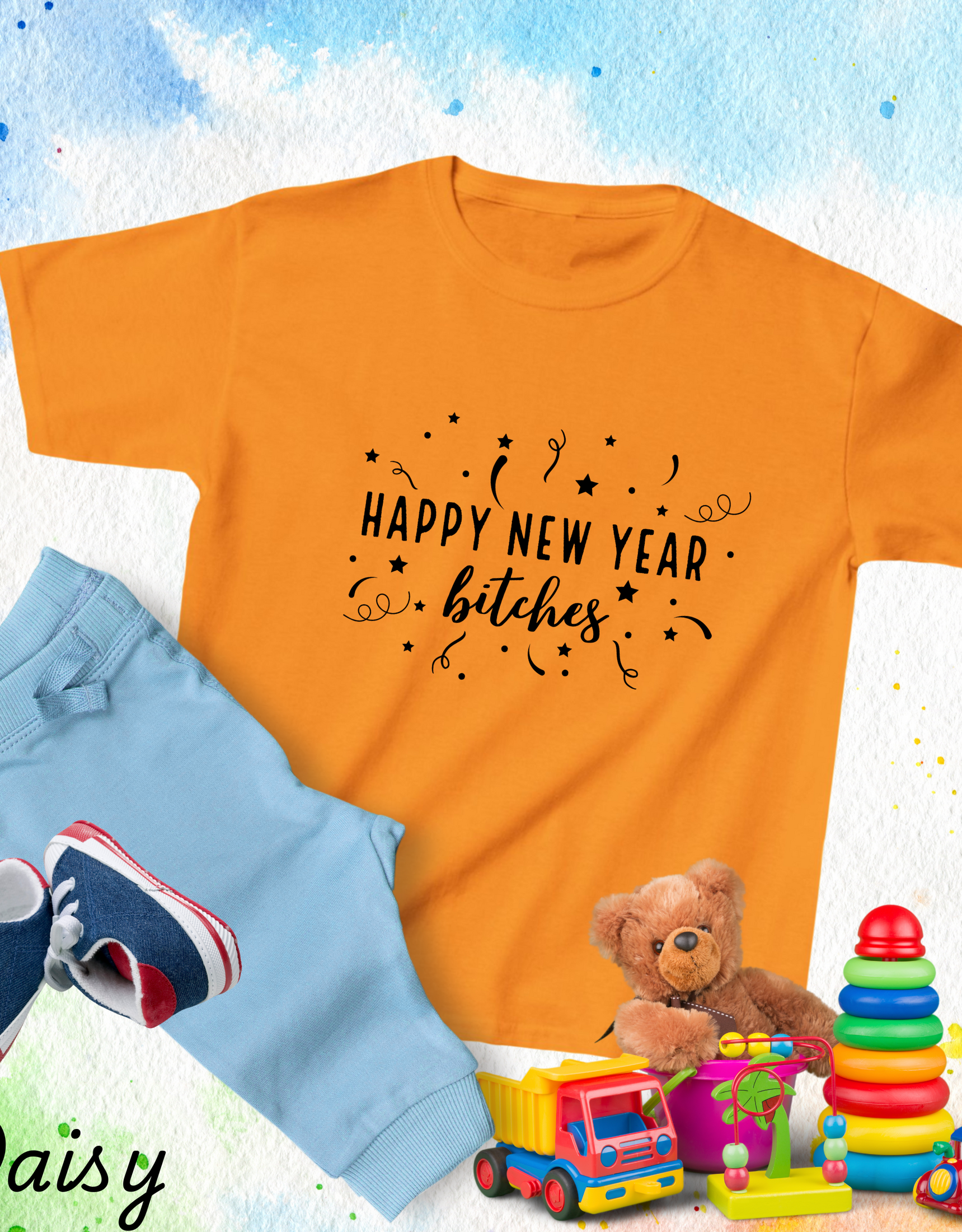 Happy New Year Bitches Shirts, Funny Matching Tees For Kids, Girl's Clothing For New Year Celebration