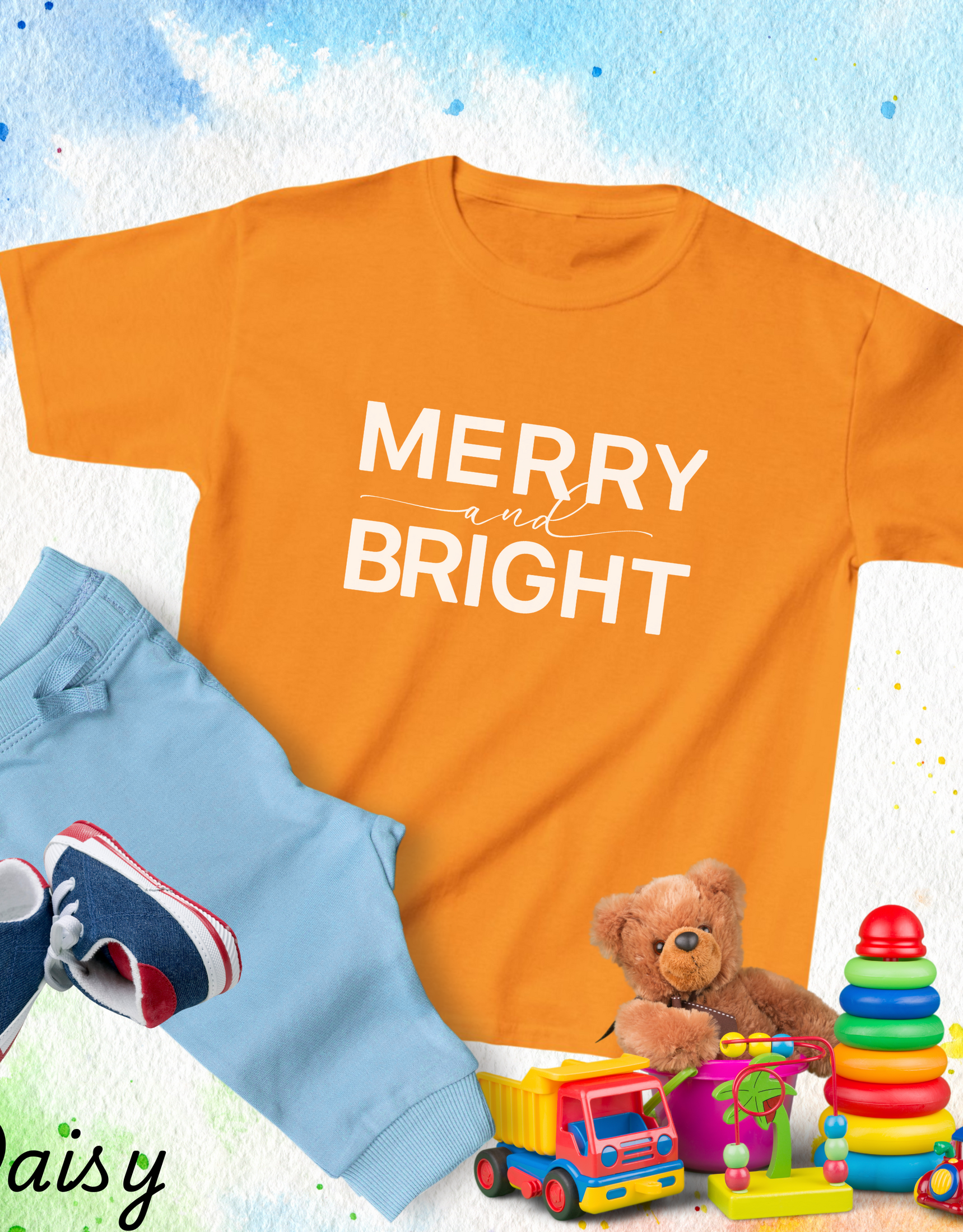 Merry Bright Christmas Toddler Shirt, Kids Xmas Tees, Merry Christmas Tees, Joyful Shirts