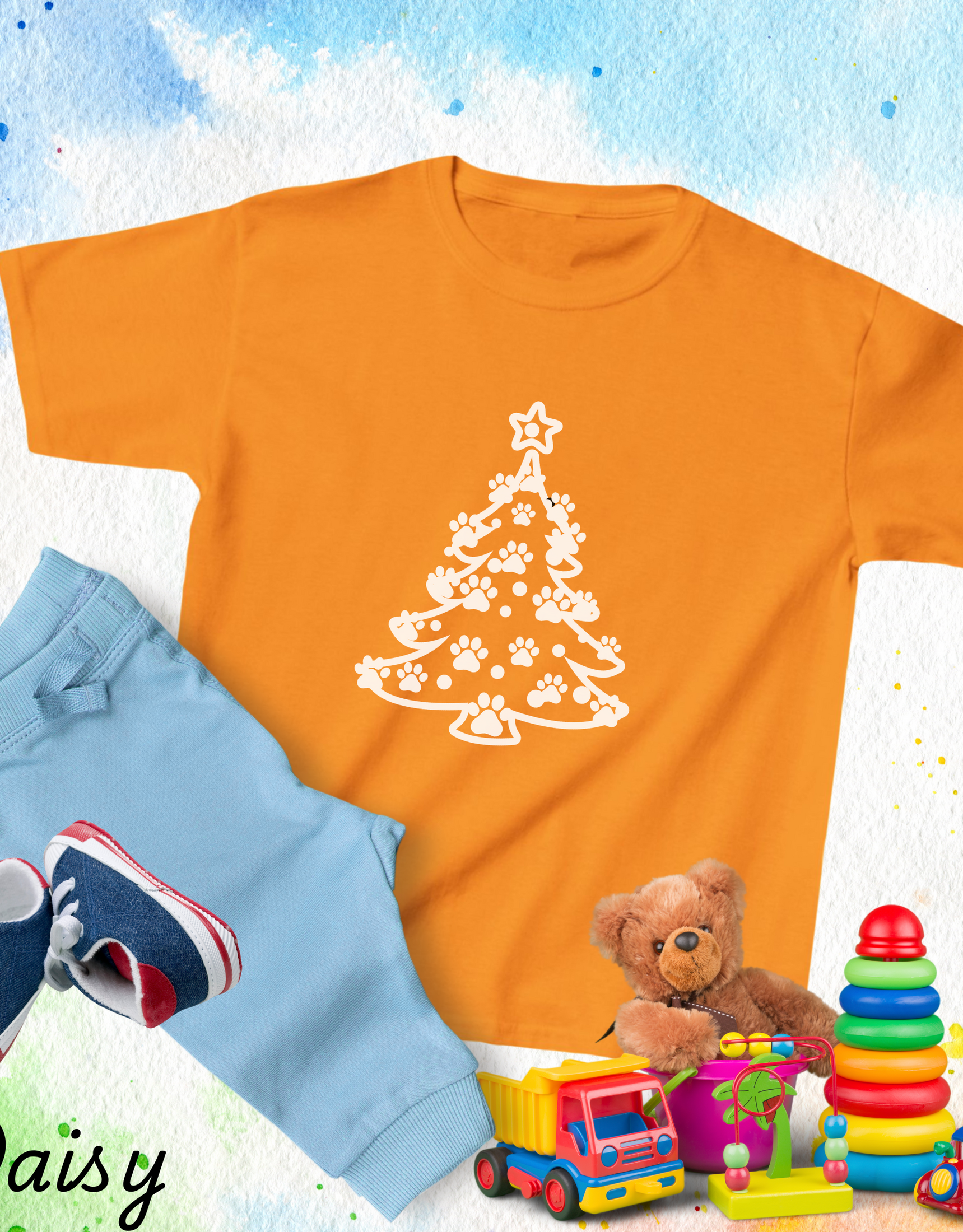 Paw Tree Christmas Kids Shirt, Santa Toddler Shirt, Holiday Kids Shirt, Winter Sweater