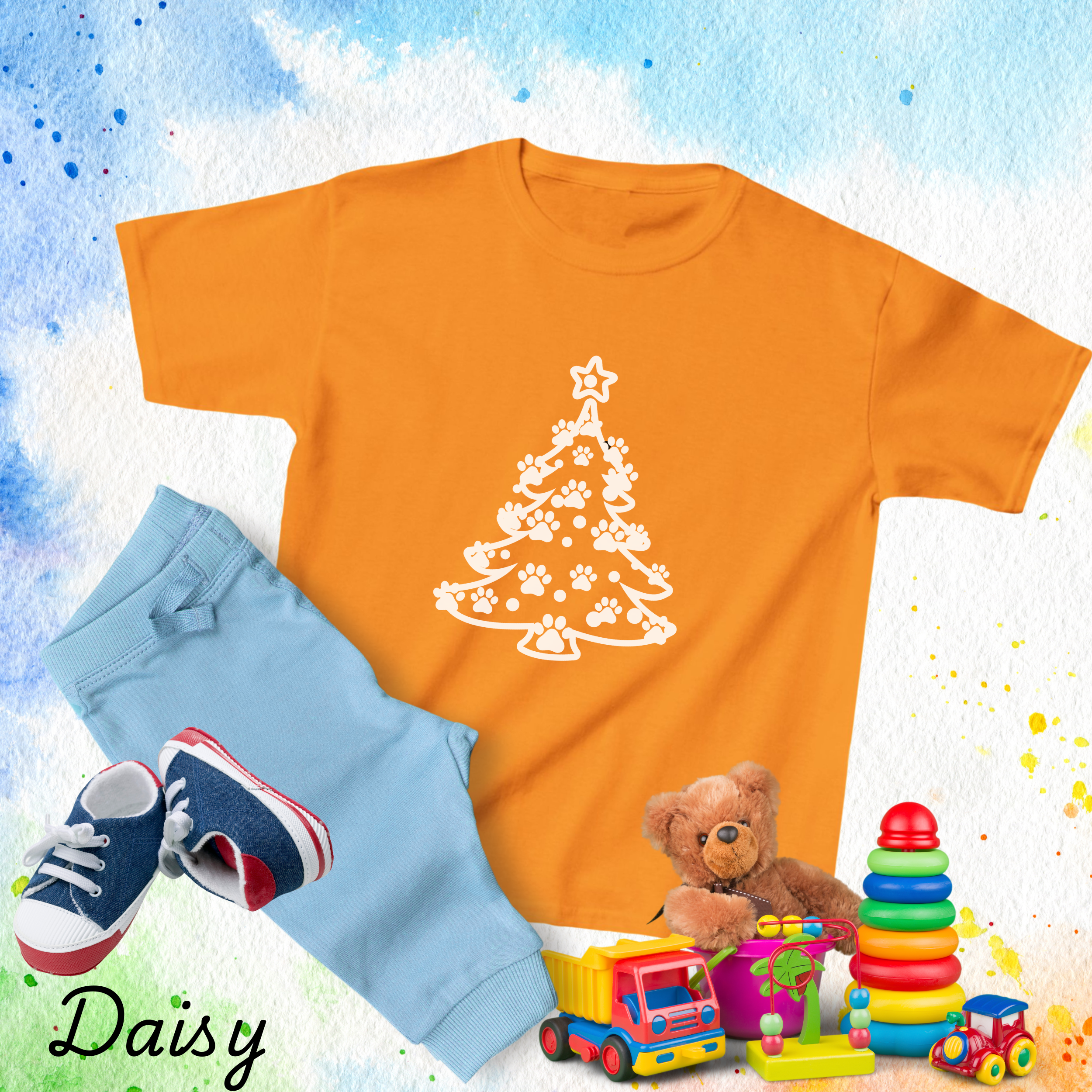 Paw Tree Christmas Kids Shirt, Santa Toddler Shirt, Holiday Kids Shirt, Winter Sweater