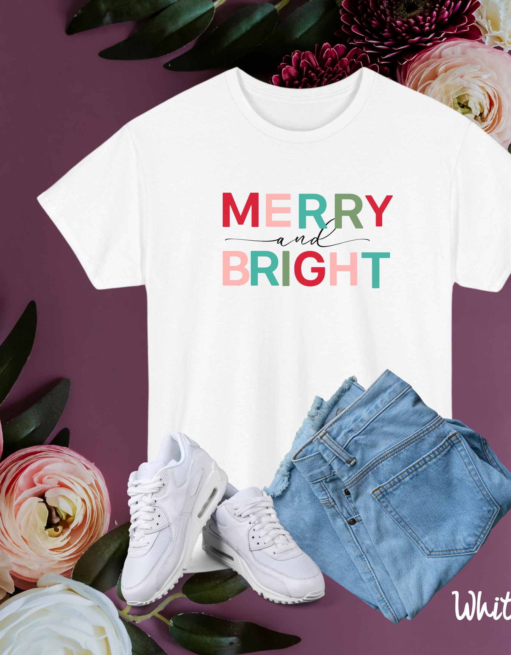 Merry and Bright Christmas Tee Women's Christmas Shirt, Christmas Gift Shirt