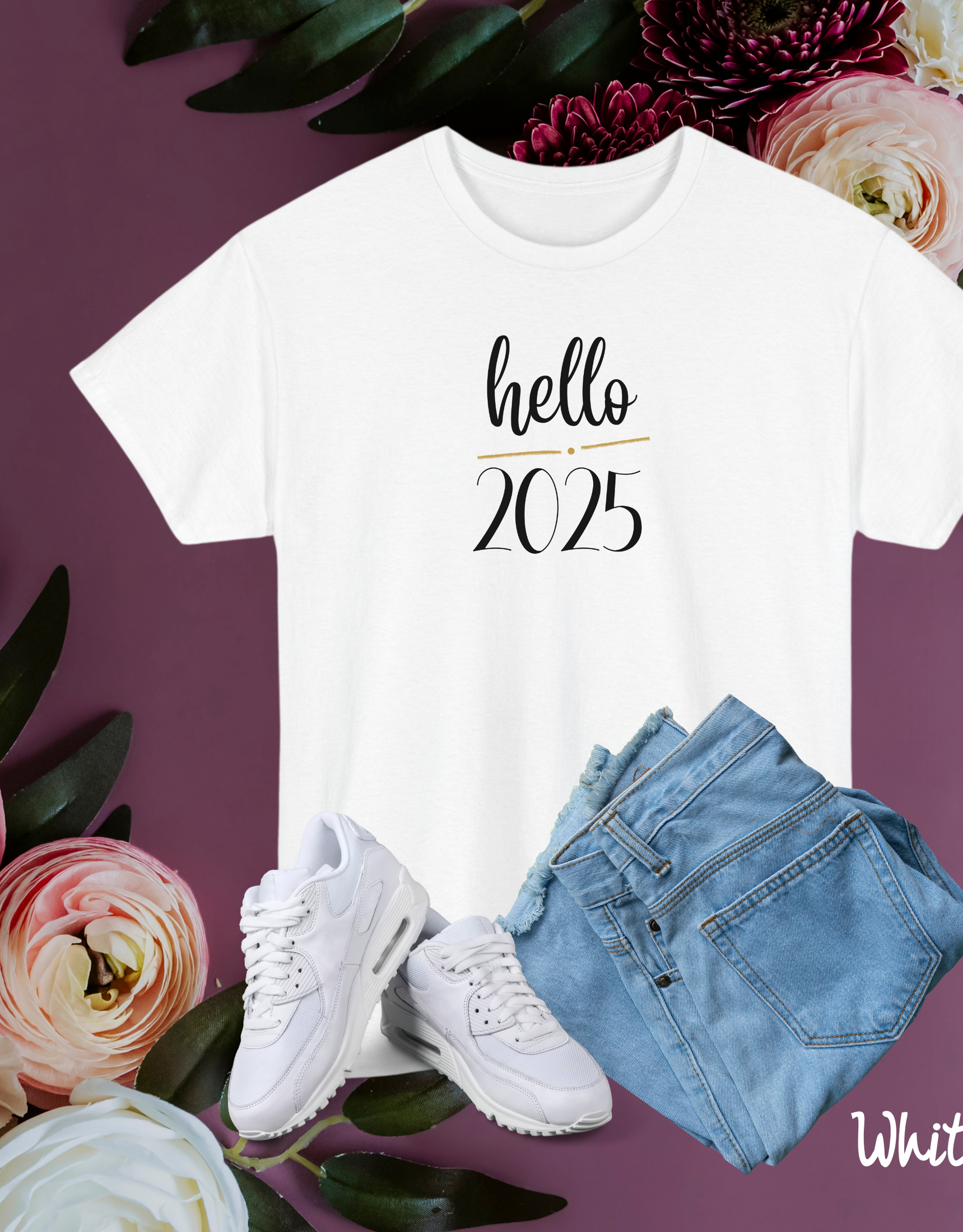 Hello New Year Tees, Welcome New Year T-Shirts, 2025 Shirts, Simple 2025 Tees