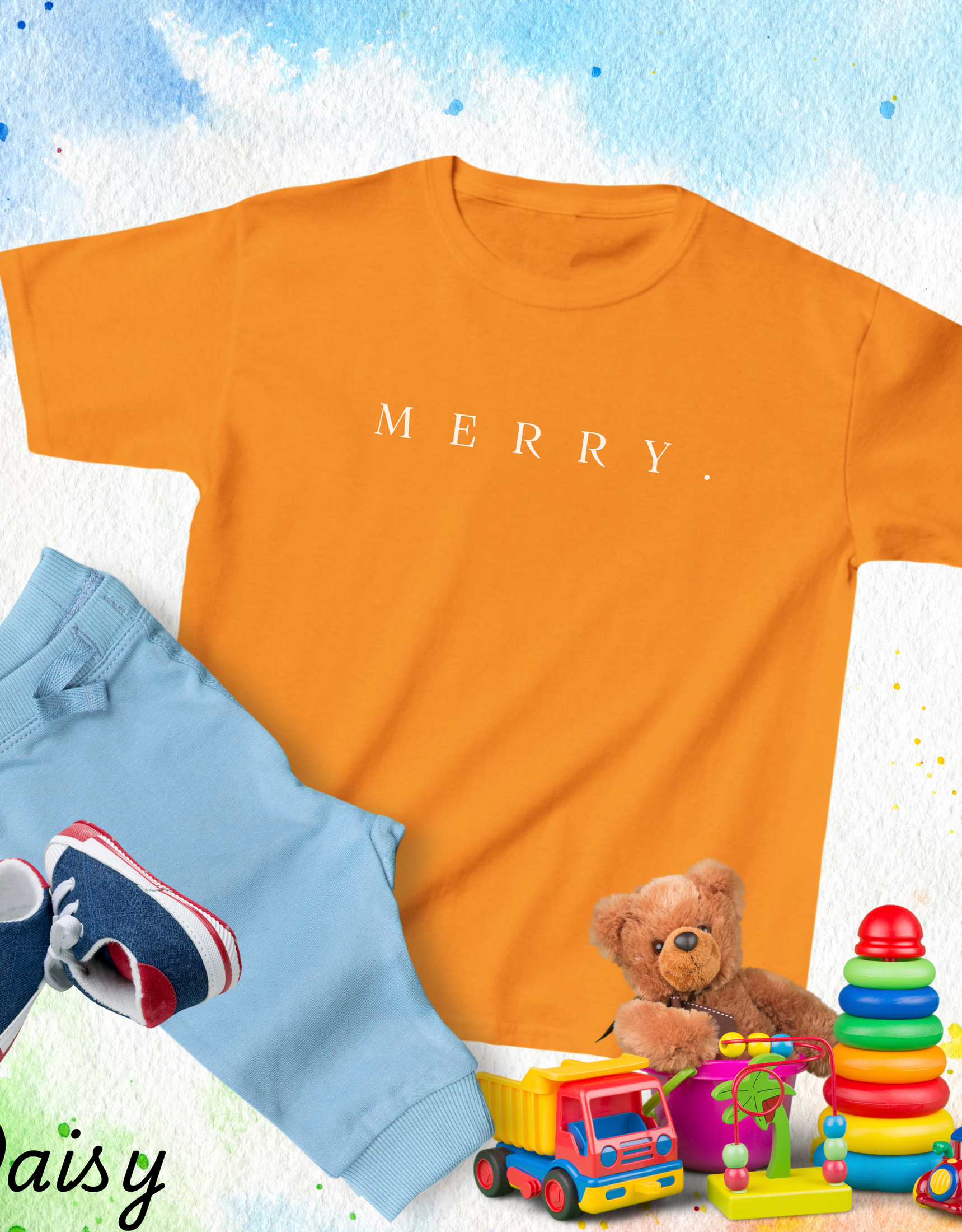 Minimal Merry Christmas Tshirt  For Kids And Toddlers, Xmas Party Tees, Holiday Tees For Kids