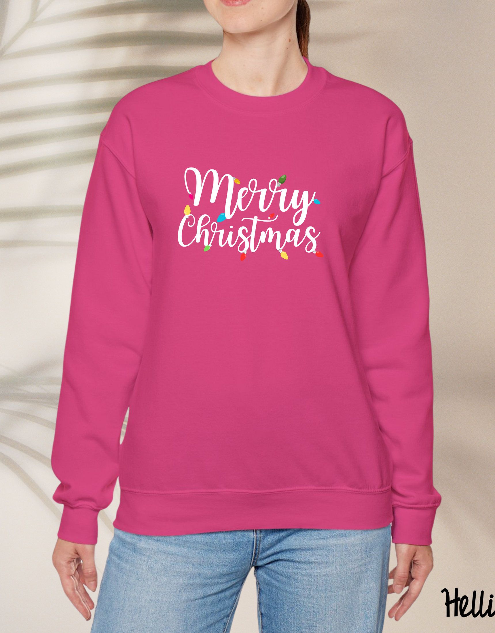 Merry Christmas Lights Sweatshirt, Womens Holiday Apparel, Christmas Sweater for her