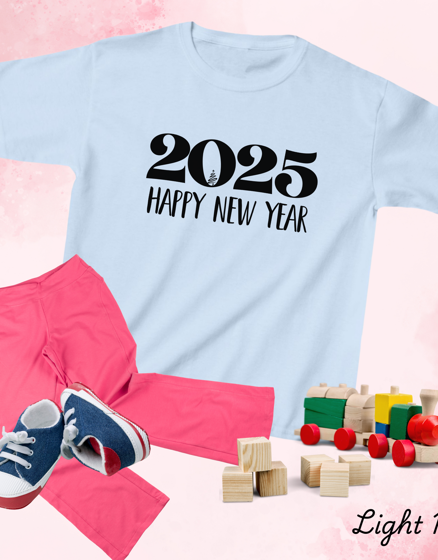 NY and Christmas Tshirts, Gift For Kids For New Year Party, 2025 Half Sleeves Shirts For Kids