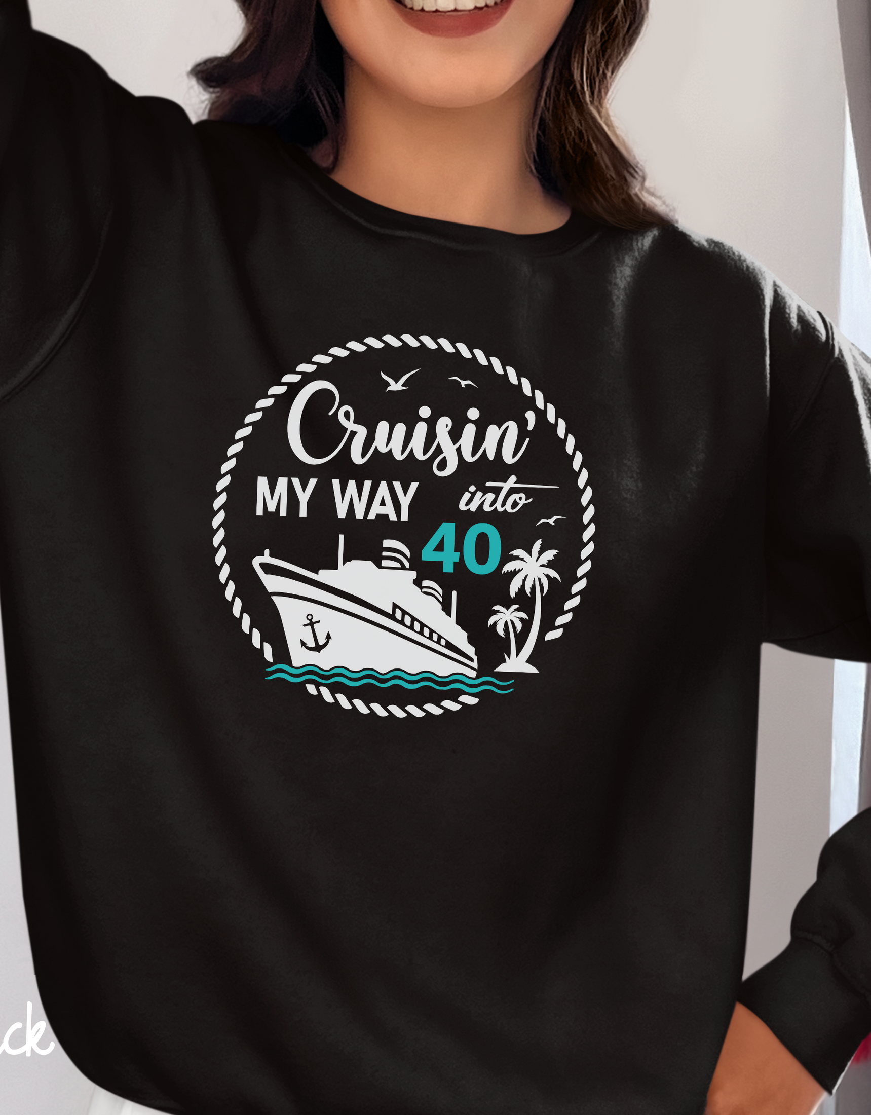 Cruisin My Way Into 40th Sweater, Custom 40th Birthday Sweater, Custom Birthday Sweater, Birthday Party Sweater, Birthday Crew Sweatshirt