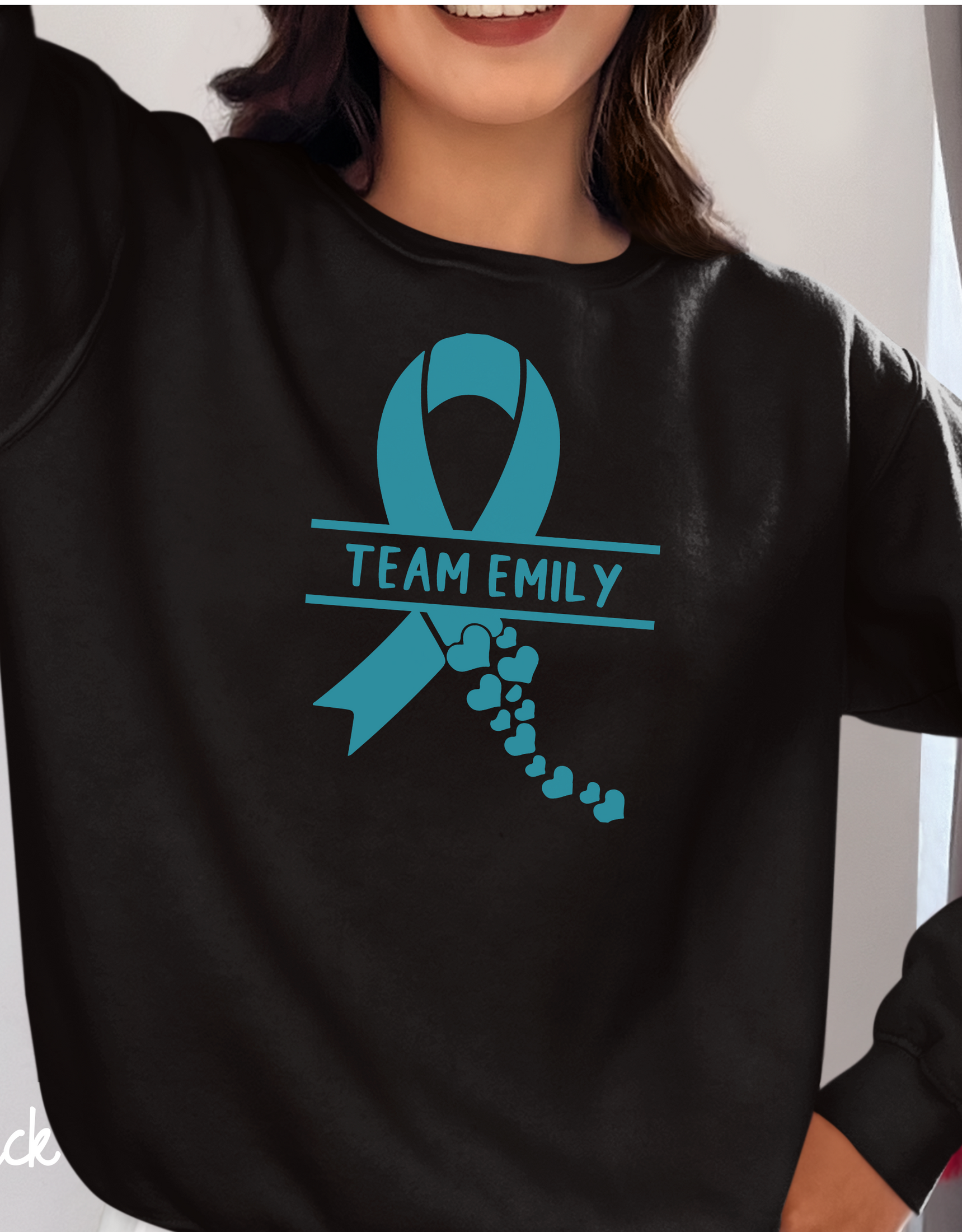 Team Cancer Sweater, Ovarian Cancer Support Team, Custom Cancer Awareness Sweater, Ovarian Support Team Sweater, Cervical Cancer Ribbon