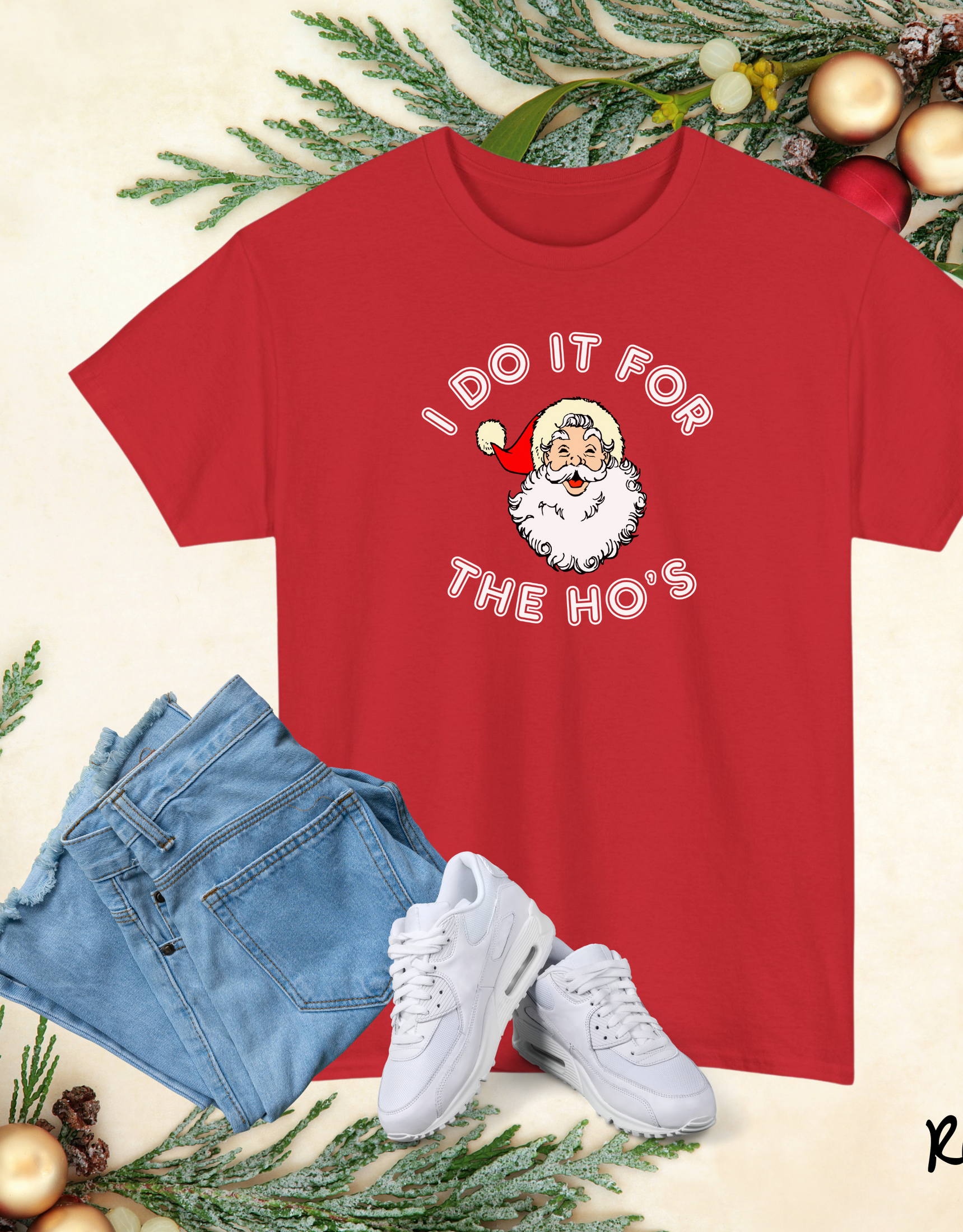 I Do It For The Hos Santa Face T-Shirt For Christmas