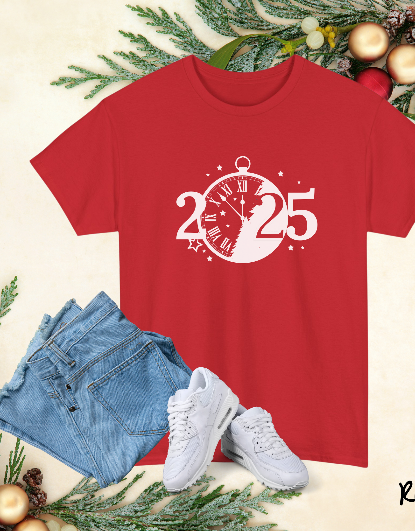 New Year And Christmas Shirts, Cute Graphics Tees, New Year Clock Tshirts