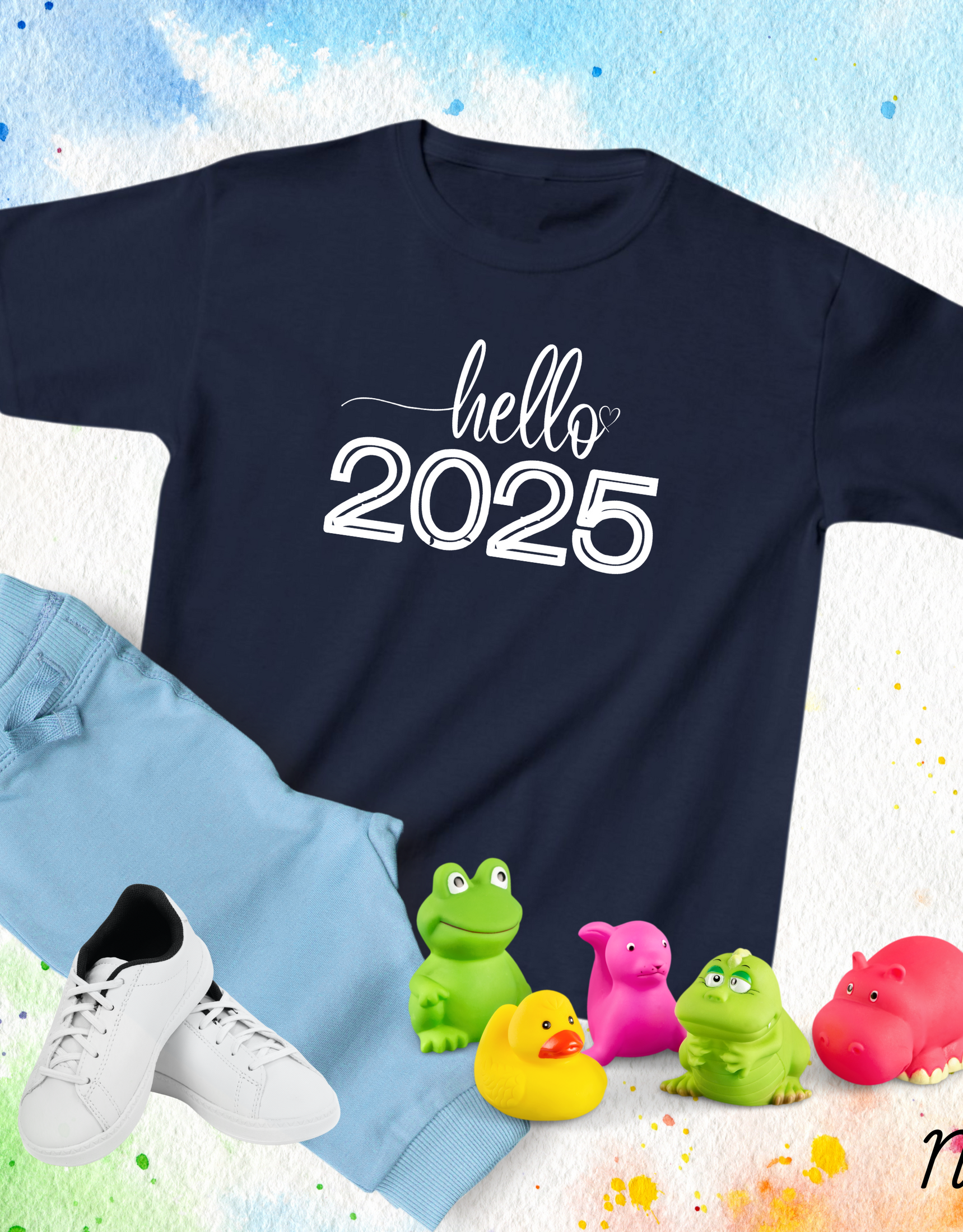 Hello 2025 Tees for New Year, Kids Shirts New Year Eve, Say Hello To The New Year Tshirts For Toddlers