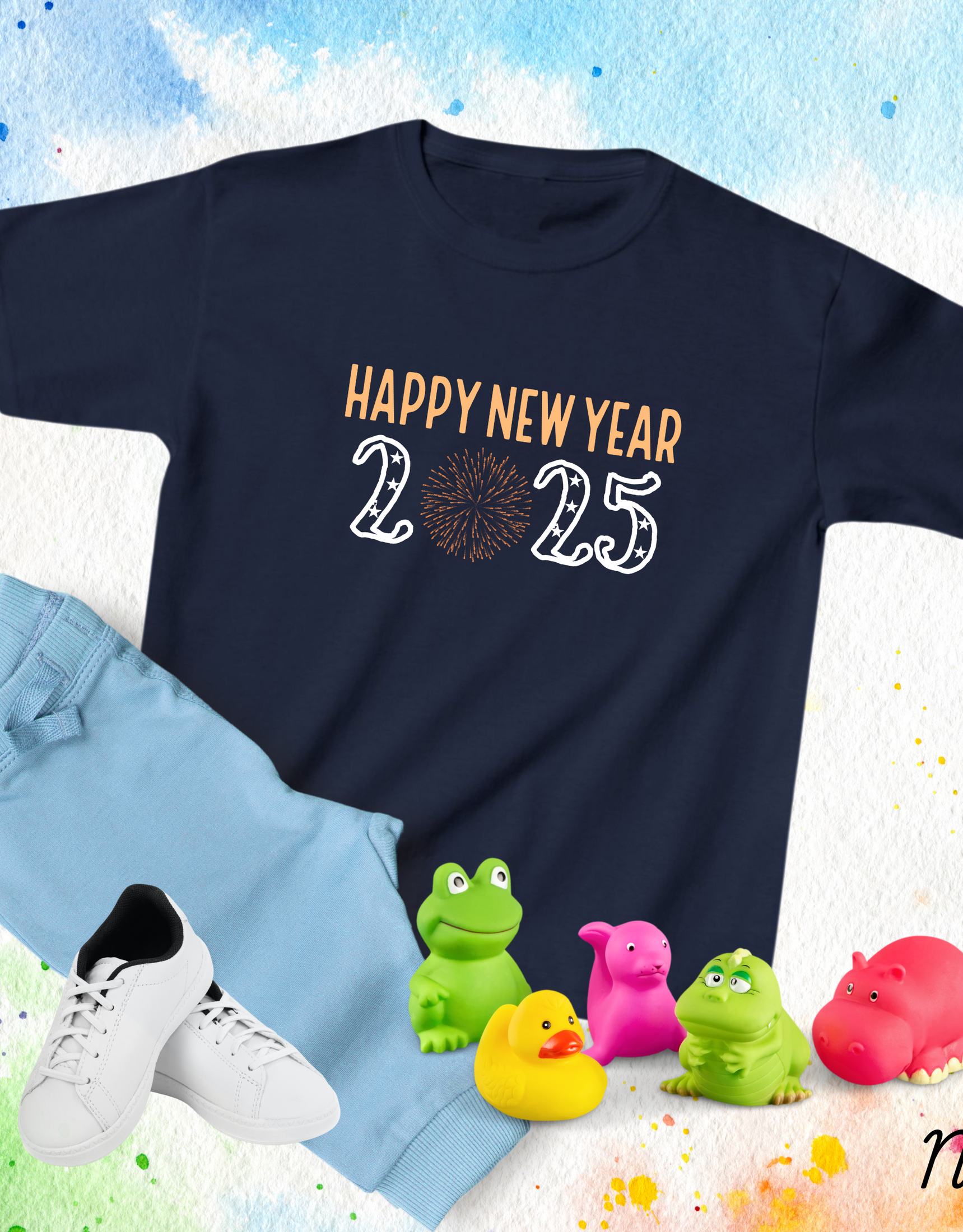 Happy New Year 2025 Half Sleeves Shirts, New Year Party Tees For Toddlers, NY Outfit