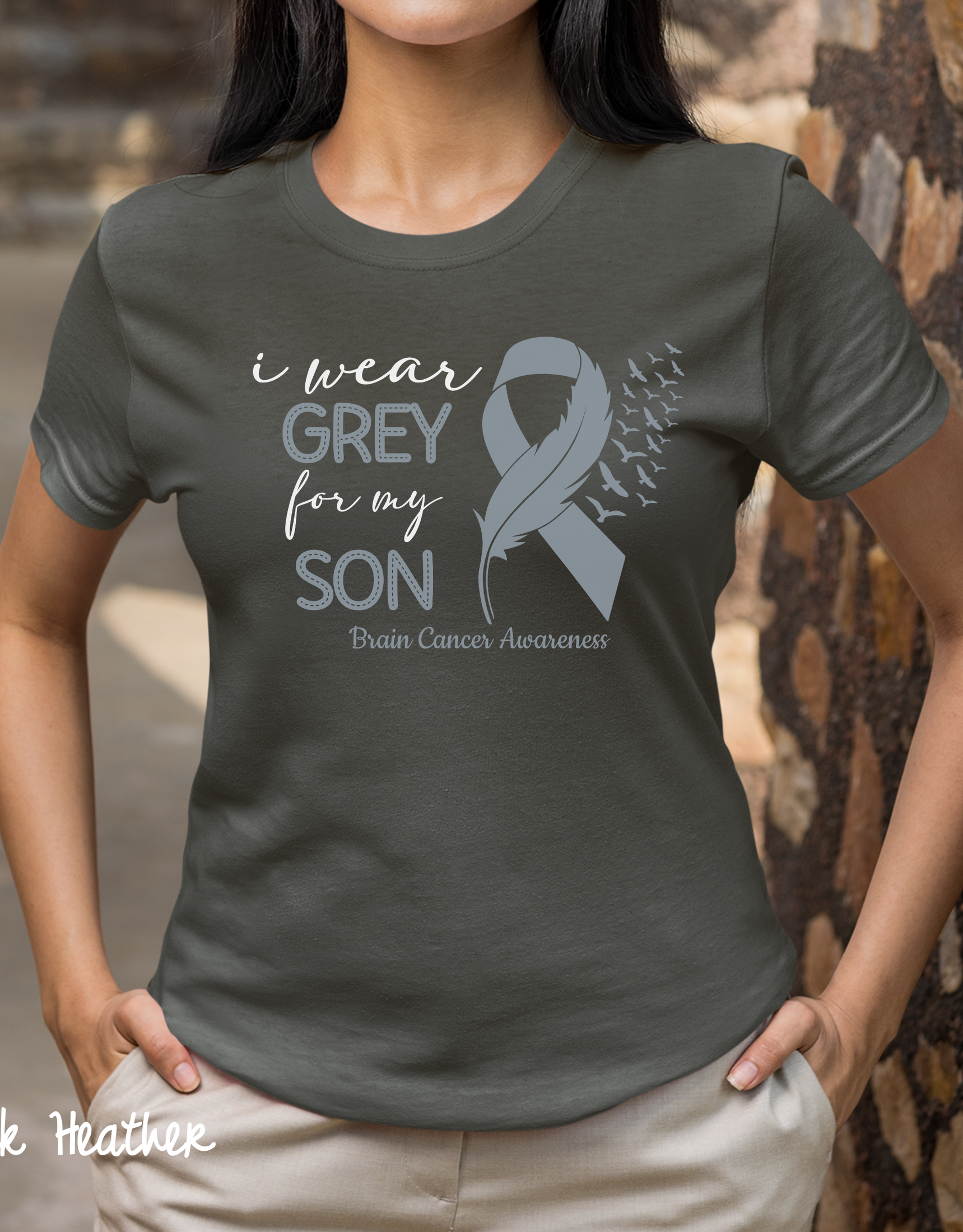 I Wear Grey For My Son, Brain Cancer Awareness Shirt, Grey Ribbon Tshirt, Brain Cancer Support