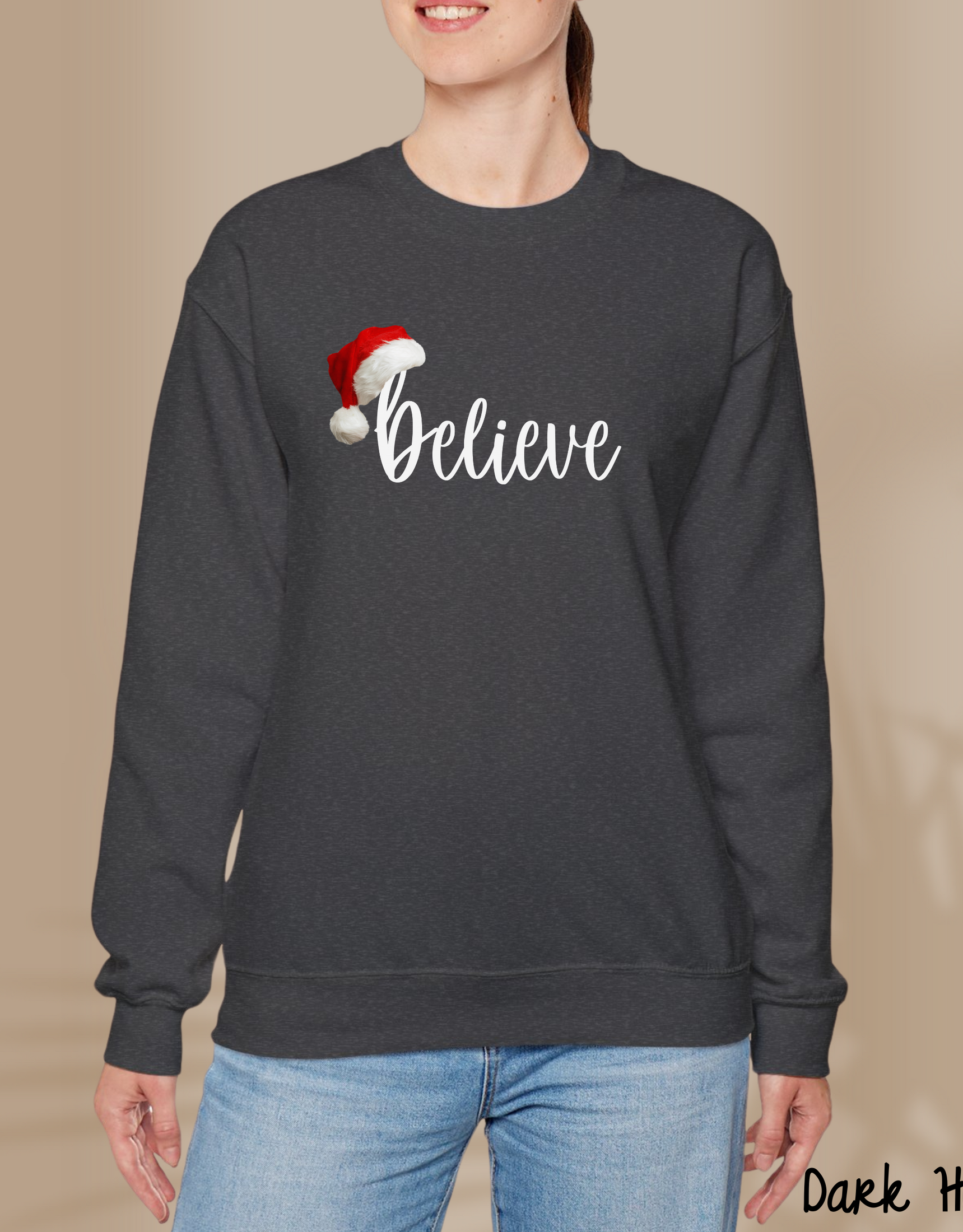 Santa Hat Sweatshirt, Christmas Believe Shirt, Family Shirts, Women Christmas Gift, Matching Sweatshirts