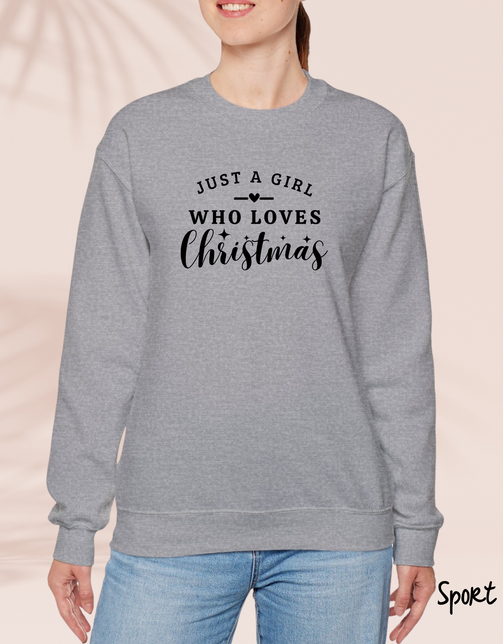 Just A Girl Who Love Christmas Sweatshirt, Cute Christmas Crewneck, Xmas Holiday Shirt