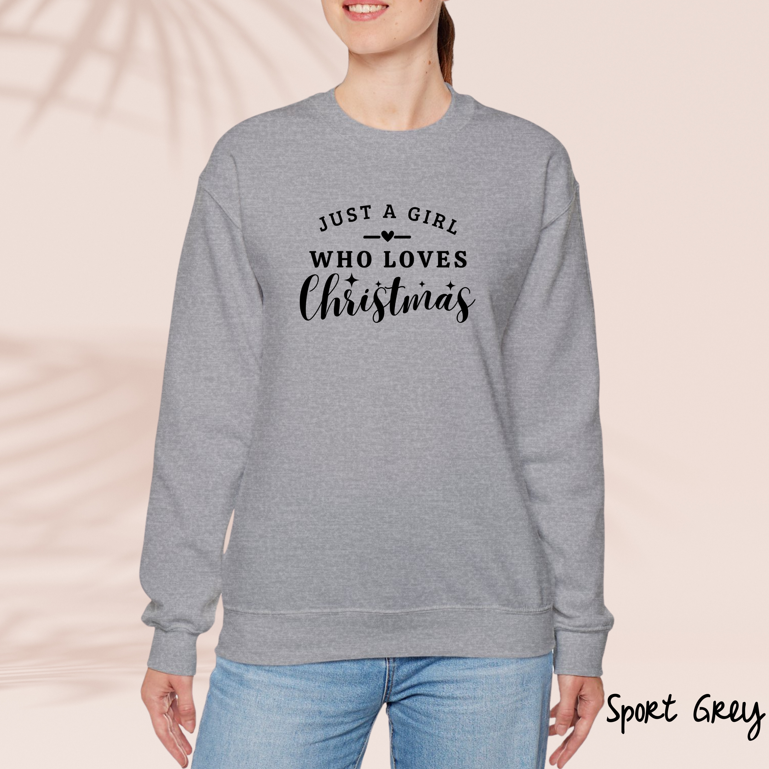 Just A Girl Who Love Christmas Sweatshirt, Cute Christmas Crewneck, Xmas Holiday Shirt