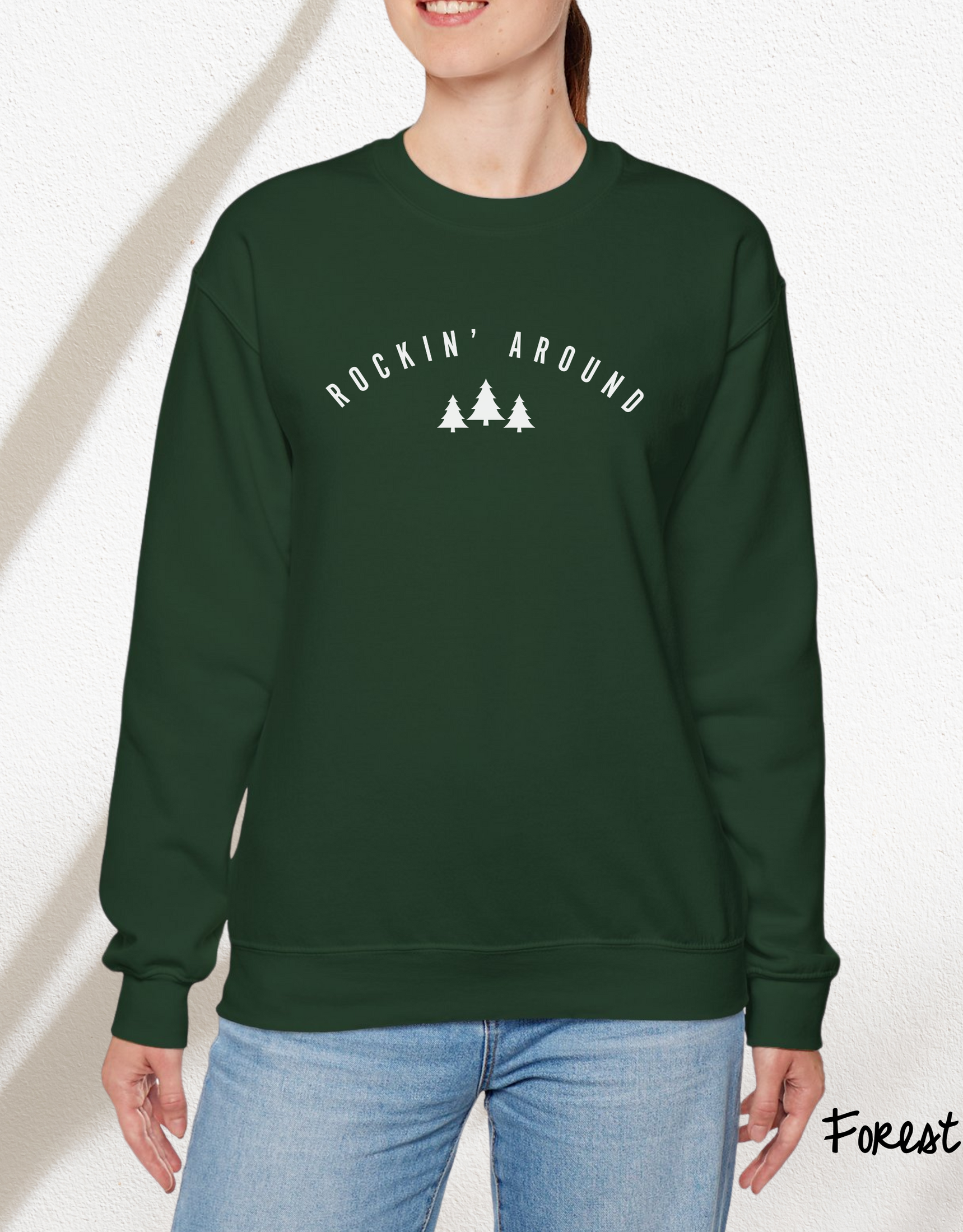 Rockin Around the Christmas Tree Sweatshirt, Unisex shirt, Holiday shirt, Minimal Xmas shirt