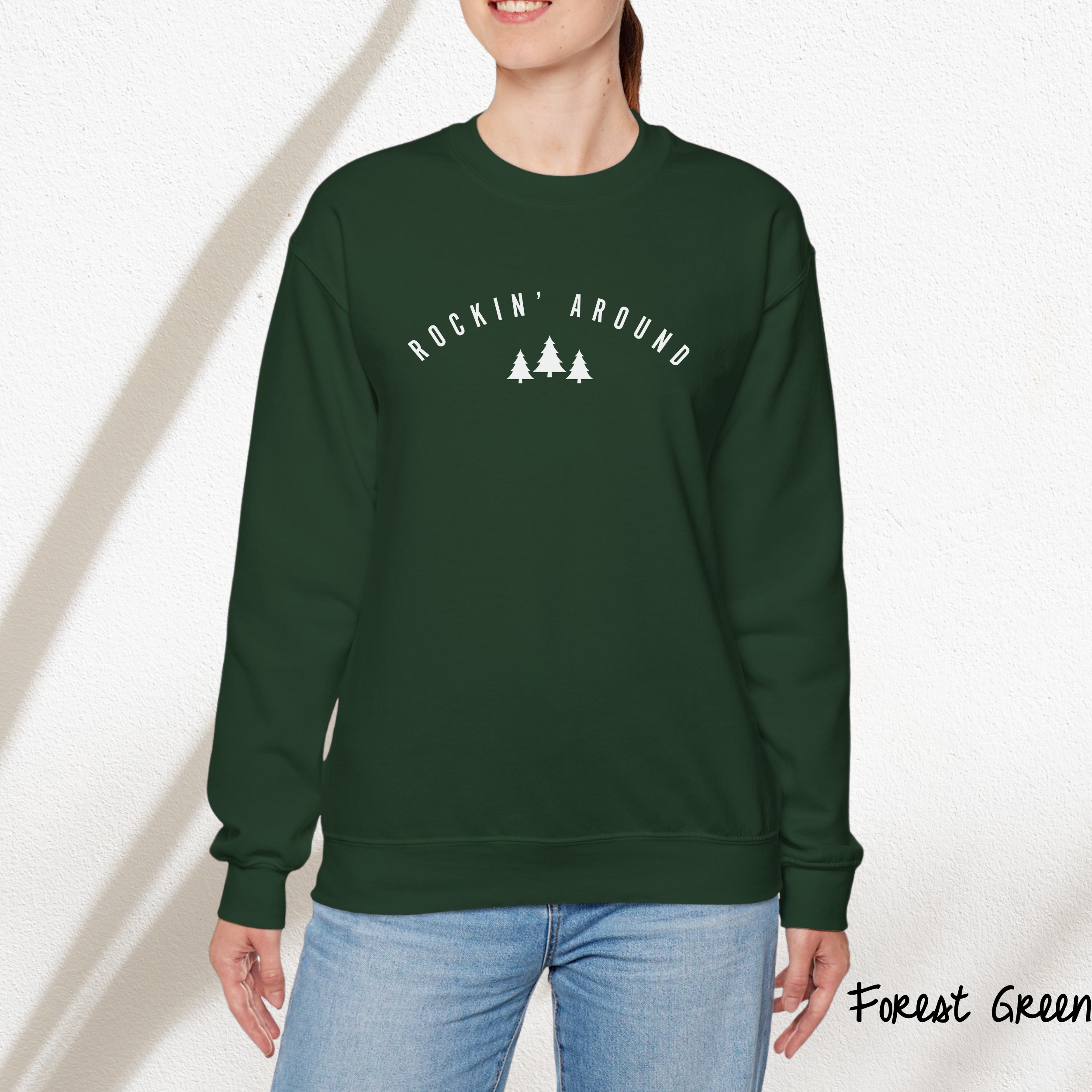 Rockin Around the Christmas Tree Sweatshirt, Unisex shirt, Holiday shirt, Minimal Xmas shirt