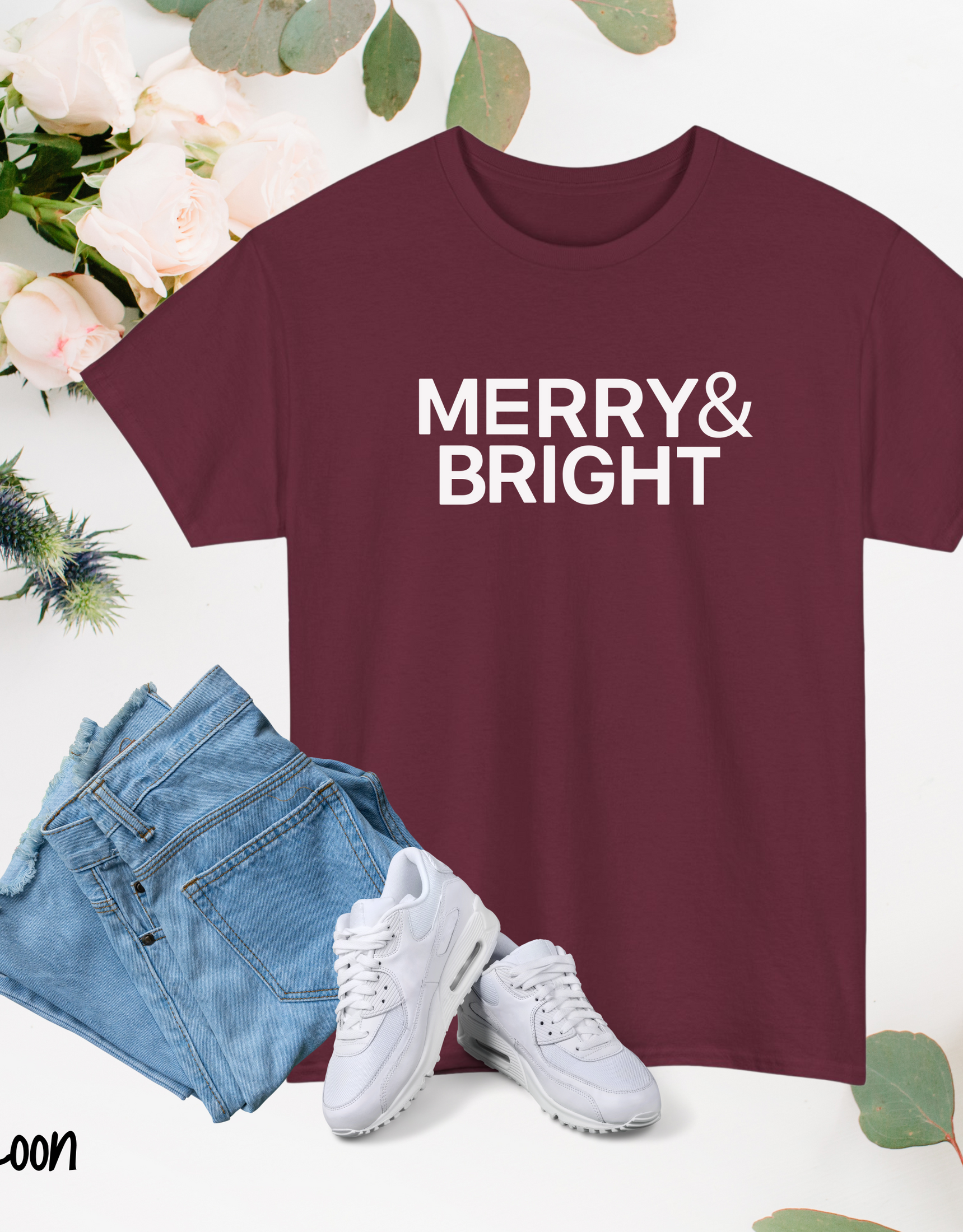 Merry and Bright Christmas T-shirt – Women's Christmas Shirt, Perfect Xmas Gift for Her