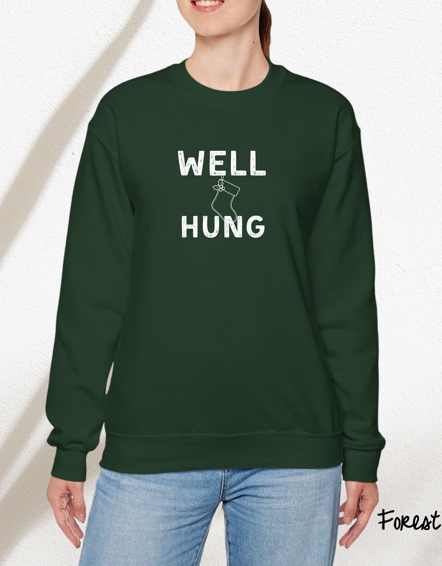 Well Hung Funny Christmas Sweatshirt, Holiday Sweater, Womens Holiday Sweatshirt