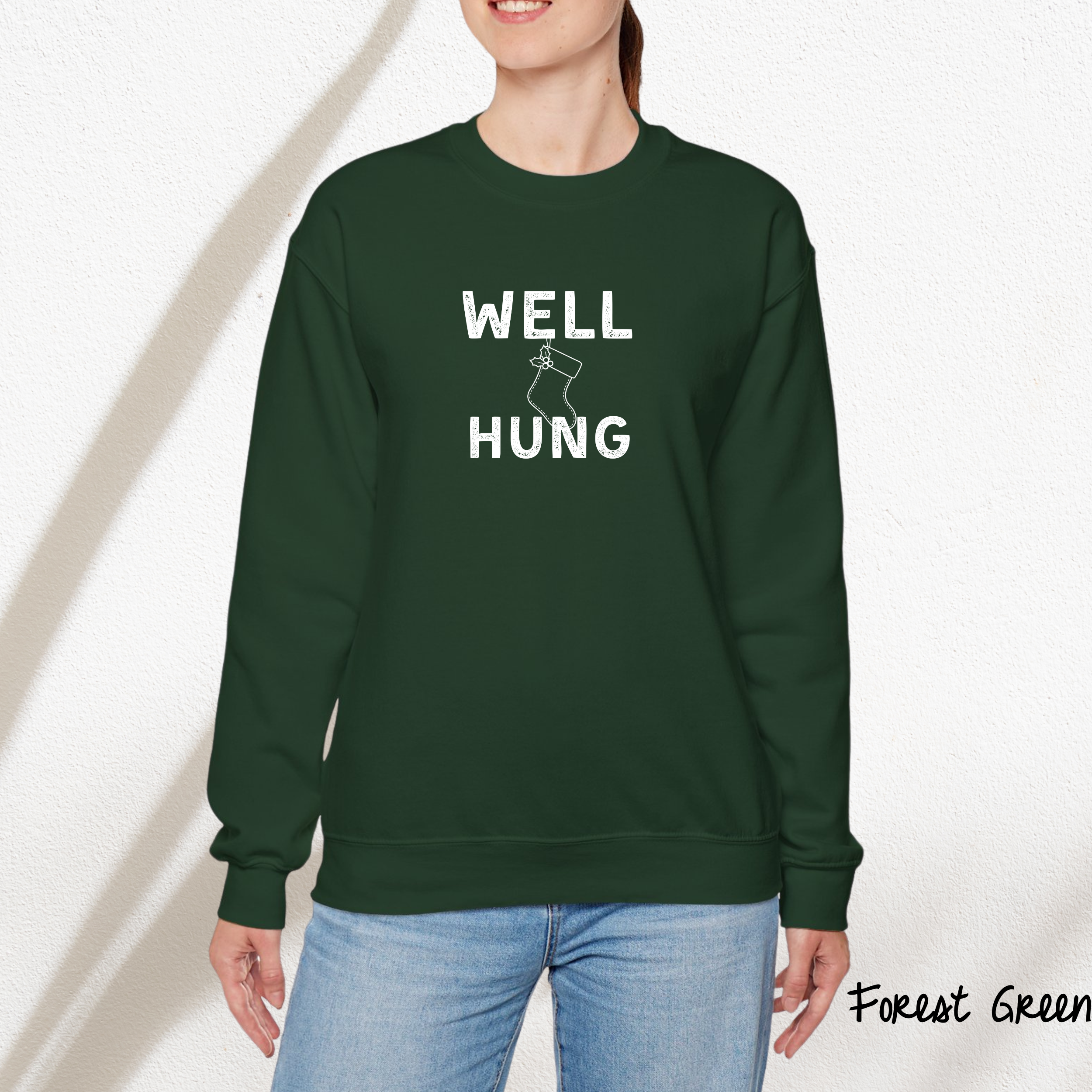 Well Hung Funny Christmas Sweatshirt, Holiday Sweater, Womens Holiday Sweatshirt