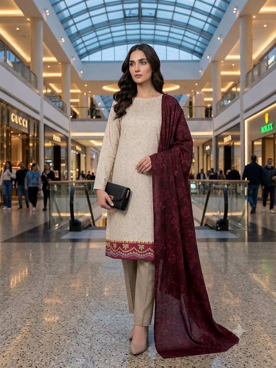 Women 3 Pc printed Lawn dress