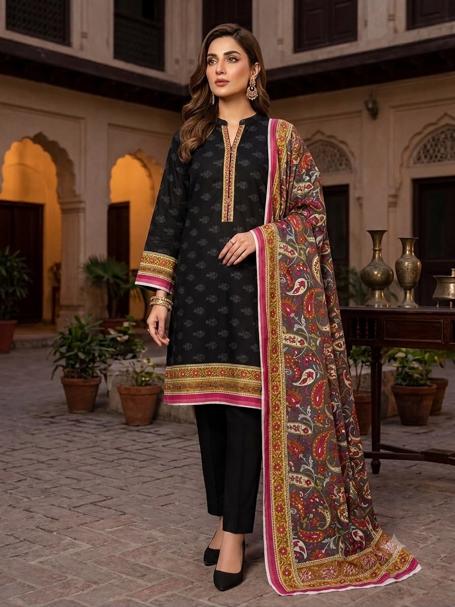 Women's Printed Lawn 3 Piece Suit - Summer Collection